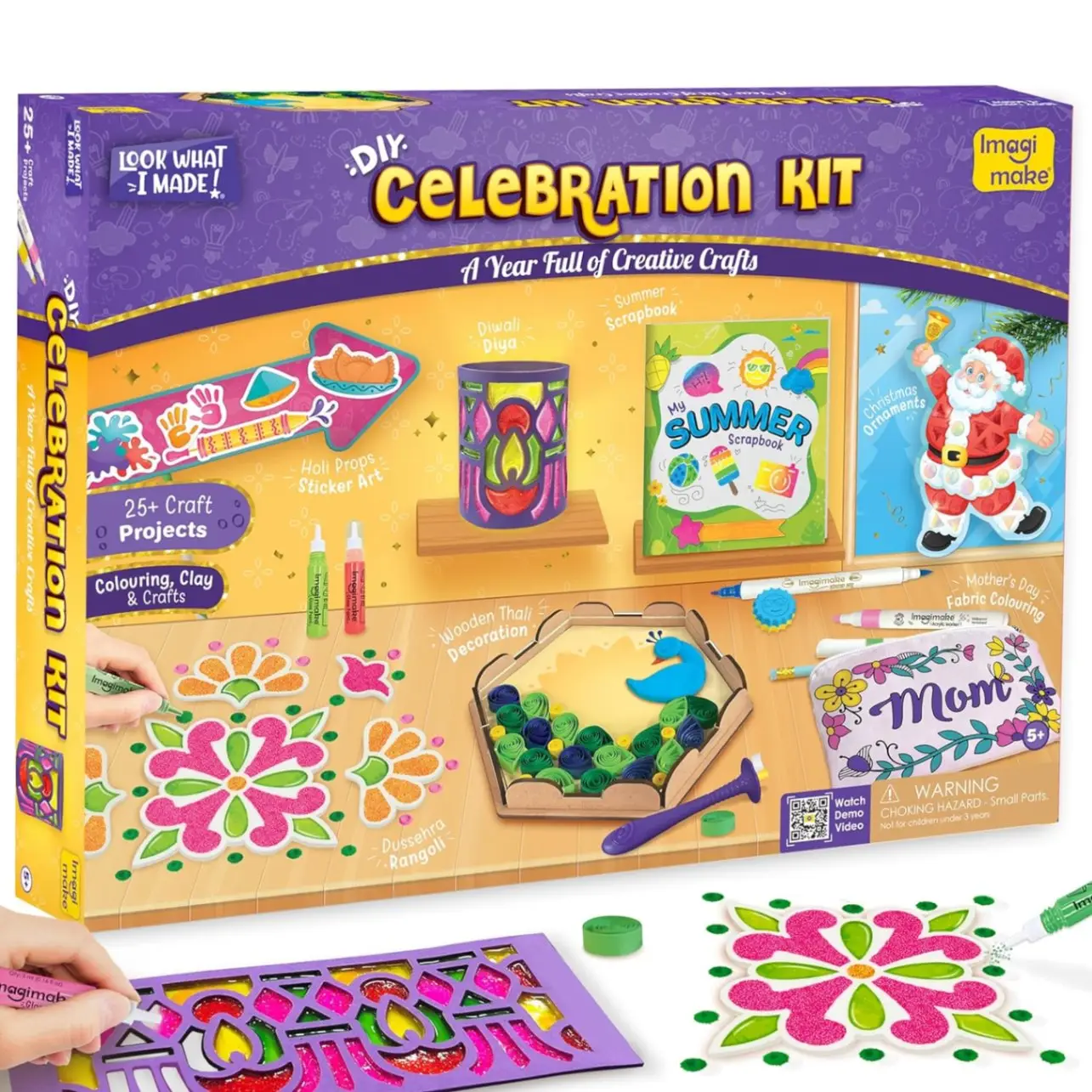Imagimake Celebration Kit – 13 Festival Craft Projects for Kids Ages 5–12 | One Activity Every Month | Republic Day, Holi, Rakhi, Diwali, Christmas & More | 500+ Art & Craft Supplies | Best Festival & Birthday Gift for Boys and Girls view 2