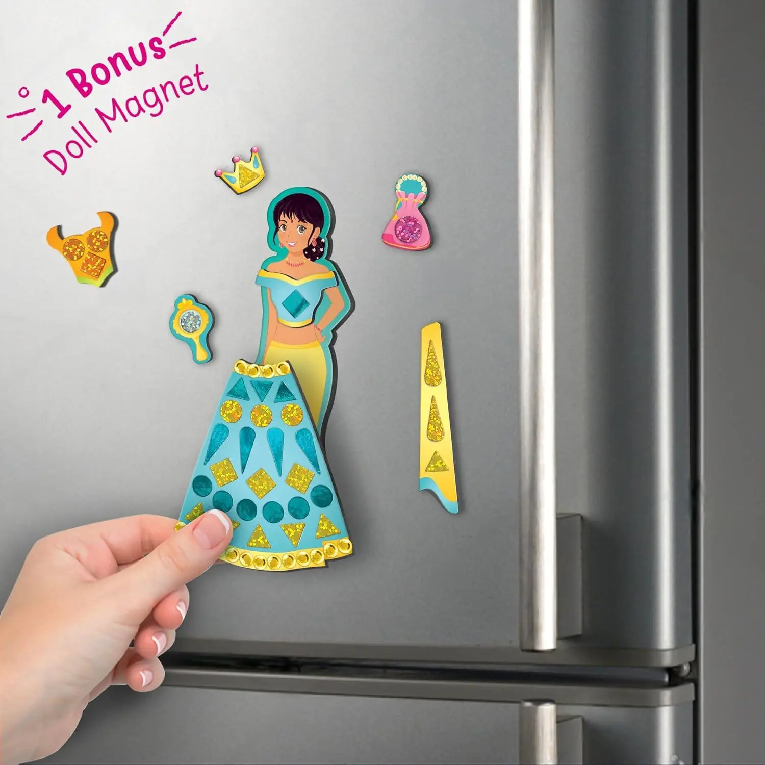 Imagimake DIY Magnetic Dress-Up Indian Princess |Pretend Play Toys for Girls|30 Magnetic Dresses & Accessories|Interchange & Create Unlimited Outfits|Birthday Gift for Girls Ages 3,4,5,6,7,Multicolour view 3