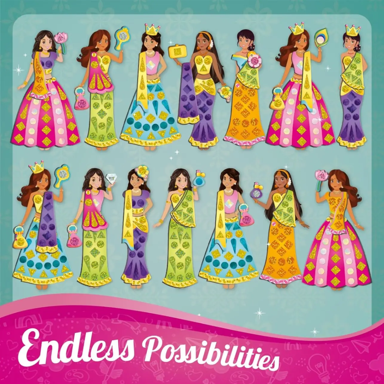 Imagimake DIY Magnetic Dress-Up Indian Princess |Pretend Play Toys for Girls|30 Magnetic Dresses & Accessories|Interchange & Create Unlimited Outfits|Birthday Gift for Girls Ages 3,4,5,6,7,Multicolour view 5