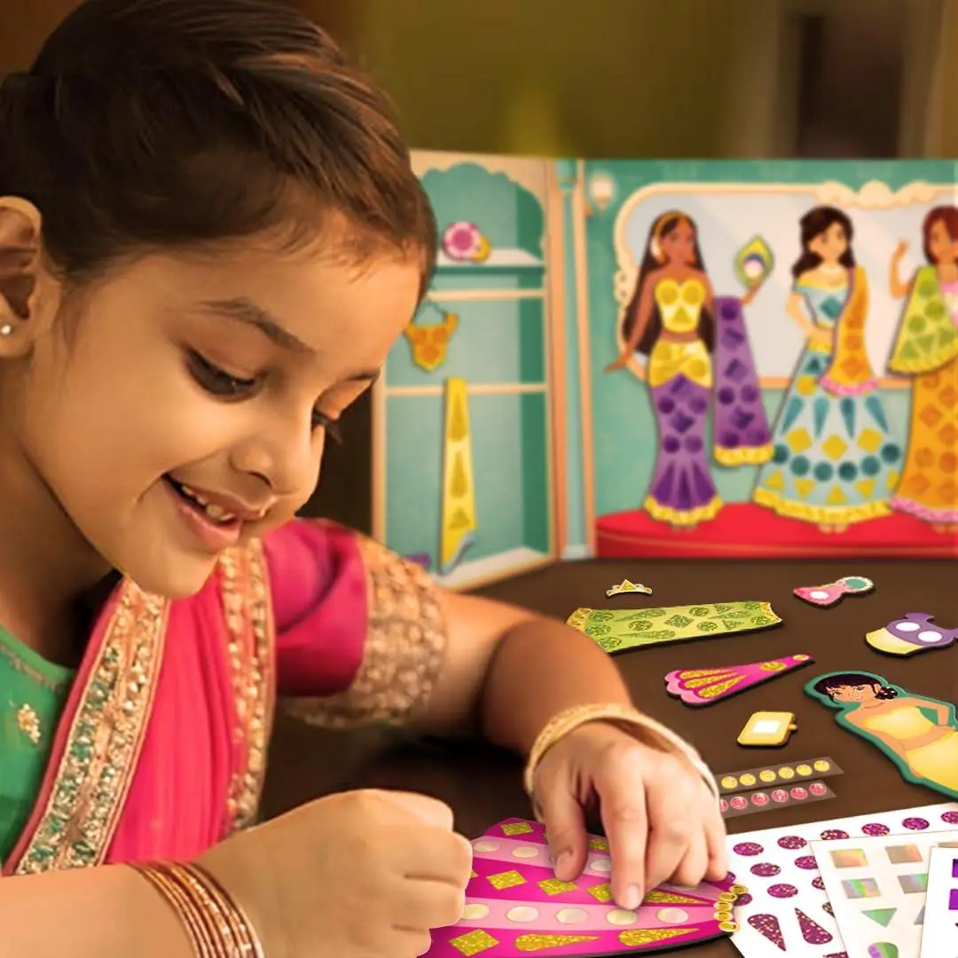 Imagimake DIY Magnetic Dress-Up Indian Princess |Pretend Play Toys for Girls|30 Magnetic Dresses & Accessories|Interchange & Create Unlimited Outfits|Birthday Gift for Girls Ages 3,4,5,6,7,Multicolour view 7