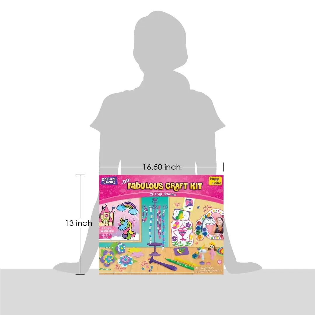 Imagimake Fabulous Craft Kit 5-in-1 Arts & Crafts Set for Kids Glass Painting, Paper Quilling, Stamp Art & More Fun DIY Gift for Girls Ages 5-9 view 2