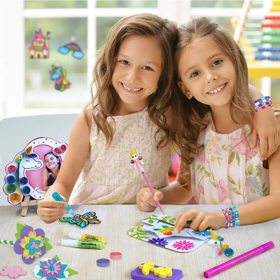 Imagimake Fabulous Craft Kit 5-in-1 Arts & Crafts Set for Kids Glass Painting, Paper Quilling, Stamp Art & More Fun DIY Gift for Girls Ages 5-9 view 4
