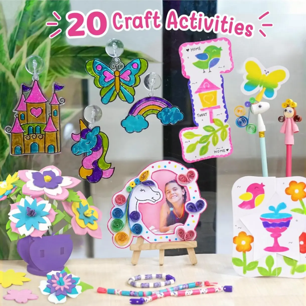 Imagimake Fabulous Craft Kit 5-in-1 Arts & Crafts Set for Kids Glass Painting, Paper Quilling, Stamp Art & More Fun DIY Gift for Girls Ages 5-9 view 6