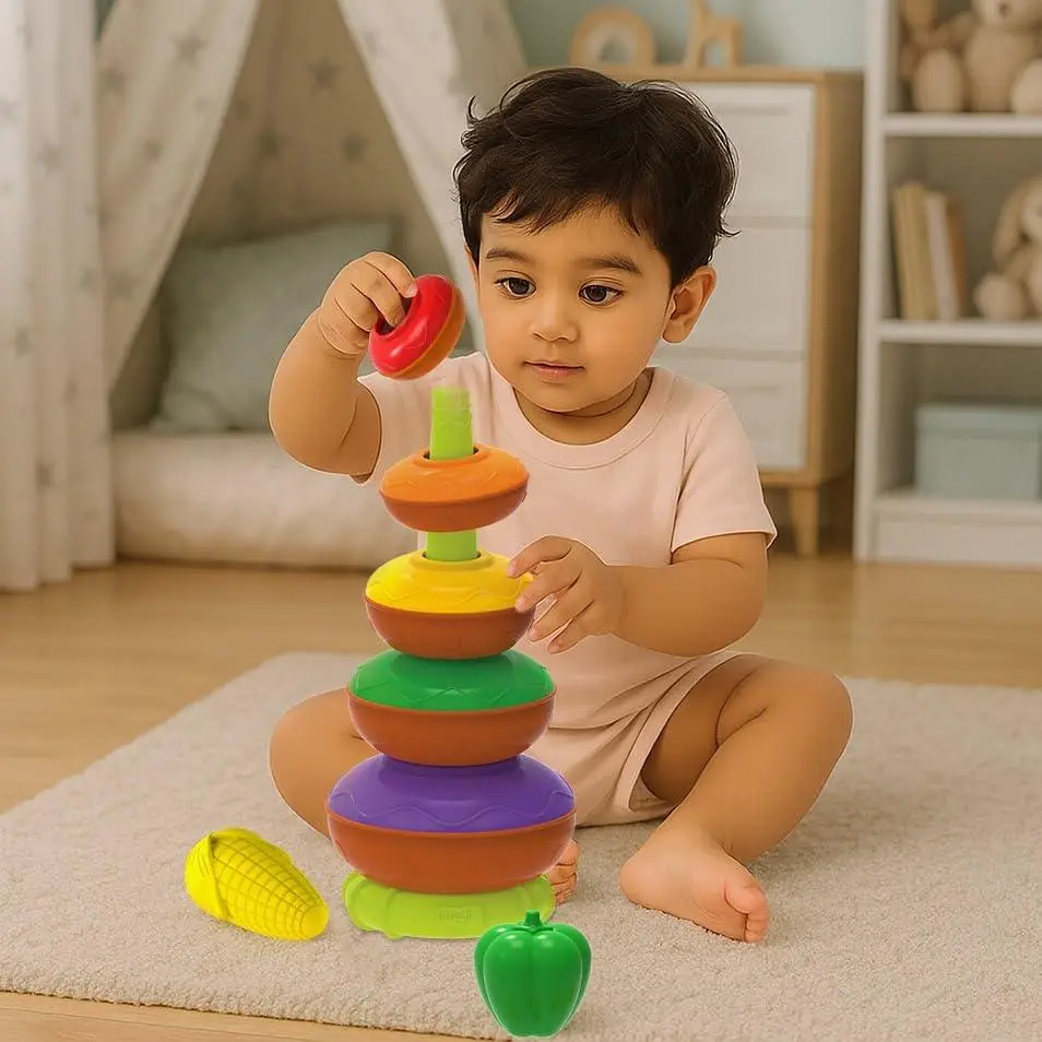 Imagimake Stacking Pots Toys | Leaps & Bounds Baby Toys for 12+ Months | Educational Toy for Toddlers, Infants |5-in-1 Play & Learn | Stacking, Nesting, Pretend Play | Gift for Kids 1+Year Old view 2