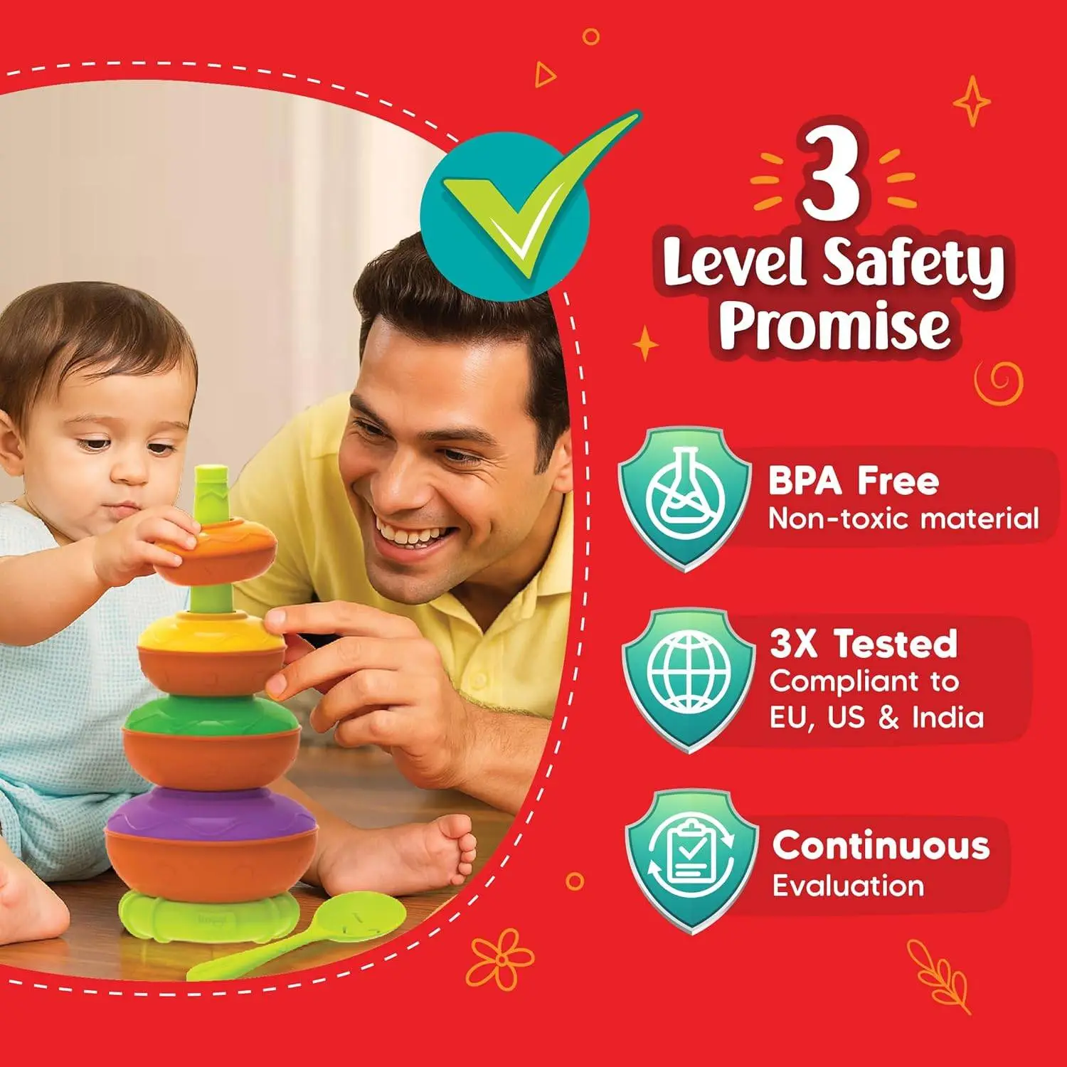 Imagimake Stacking Pots Toys | Leaps & Bounds Baby Toys for 12+ Months | Educational Toy for Toddlers, Infants |5-in-1 Play & Learn | Stacking, Nesting, Pretend Play | Gift for Kids 1+Year Old view 6