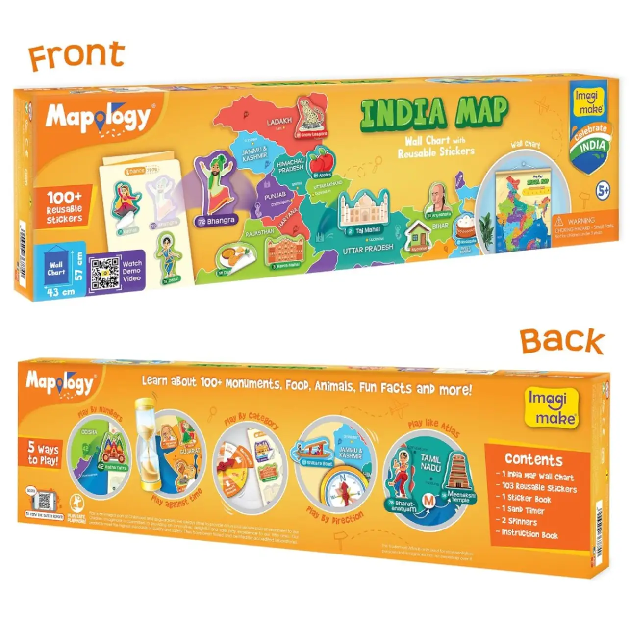 Imagimake Mapology India Map with Reusable Stickers | Educational Toy | Kids Learning Toys For Age 6 Years+ | Best Birthday Gift for Kids Age 5,6, 7, 8 view 3