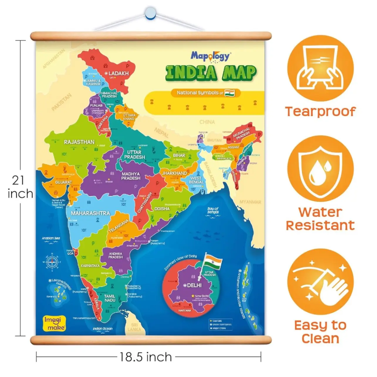 Imagimake Mapology India Map with Reusable Stickers | Educational Toy | Kids Learning Toys For Age 6 Years+ | Best Birthday Gift for Kids Age 5,6, 7, 8 view 4