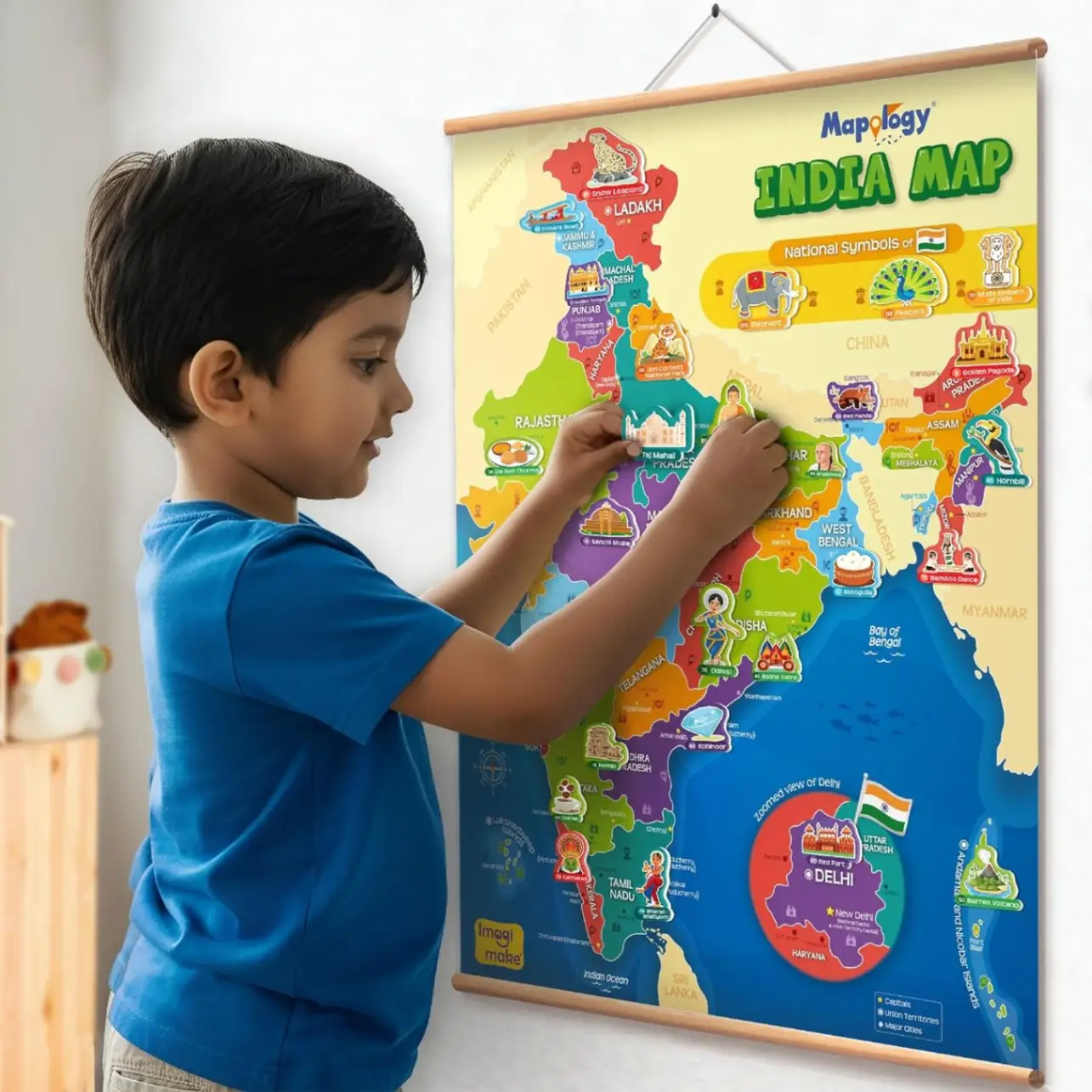 Imagimake Mapology India Map with Reusable Stickers | Educational Toy | Kids Learning Toys For Age 6 Years+ | Best Birthday Gift for Kids Age 5,6, 7, 8 view 5