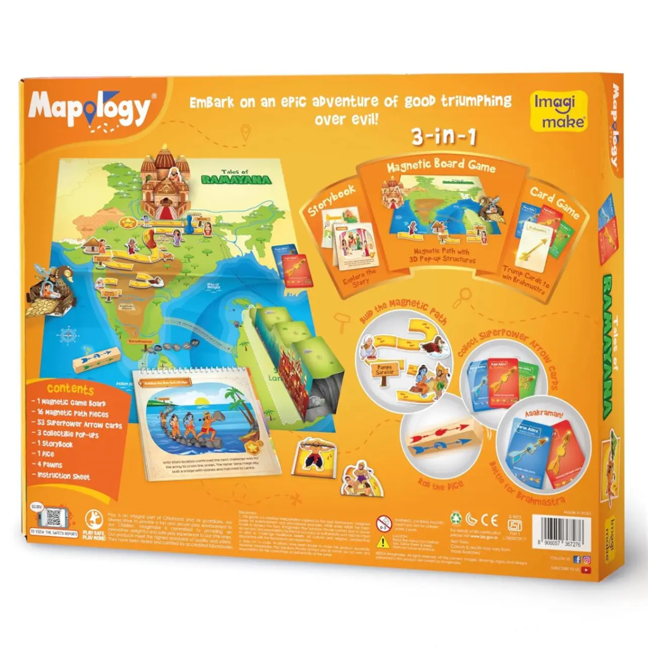 Imagimake Mapology Tales of Ramayana | 3-in-1 Fun Family Board Game | Magnetic Path Puzzle | Ramayana Storybook | Trump Cards| Gifts for Kids Age 8,9,10,11,12 view 7