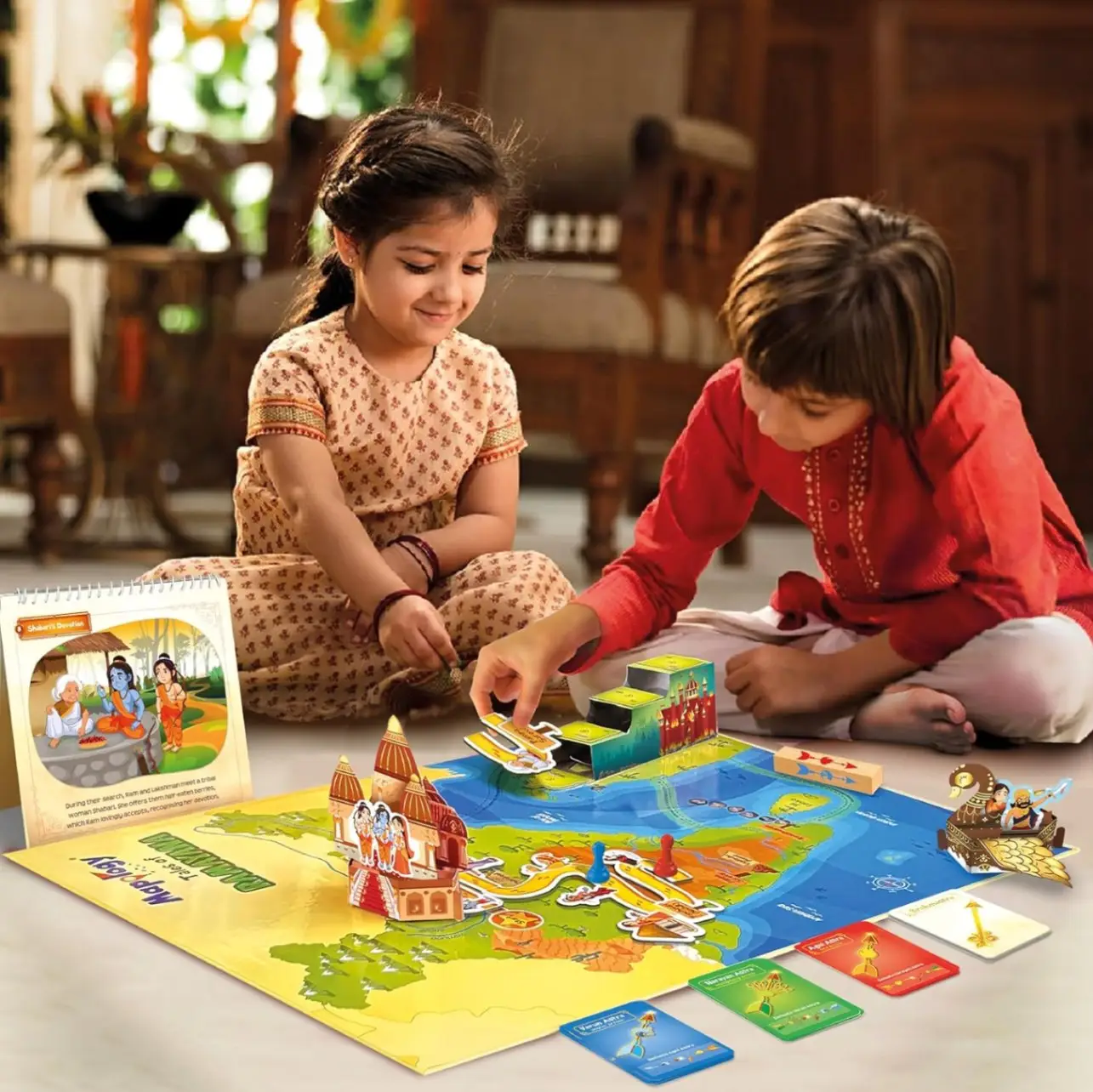 Imagimake Mapology Tales of Ramayana | 3-in-1 Fun Family Board Game | Magnetic Path Puzzle | Ramayana Storybook | Trump Cards| Gifts for Kids Age 8,9,10,11,12 view 8