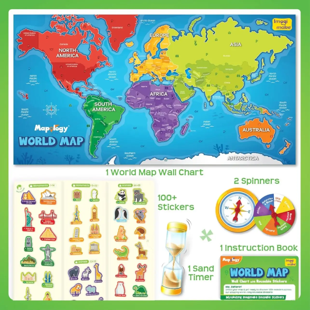 Imagimake Mapology World Map with Reusable Stickers | Educational Toy | Learning Toys For Kids Age 7+| Best Birthday Gift for Kids Age 5,6, 7, 8 view 7