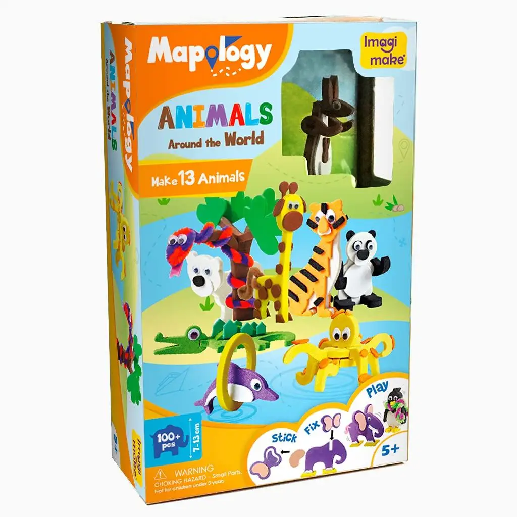 Imagimake Mapology Animals Around The World | Make 13 Miniature Models | 3D Puzzle for Kids | Birthday Gift for Girls & Boys | Educational Toys for 5,6,7,8,9 Years view 3