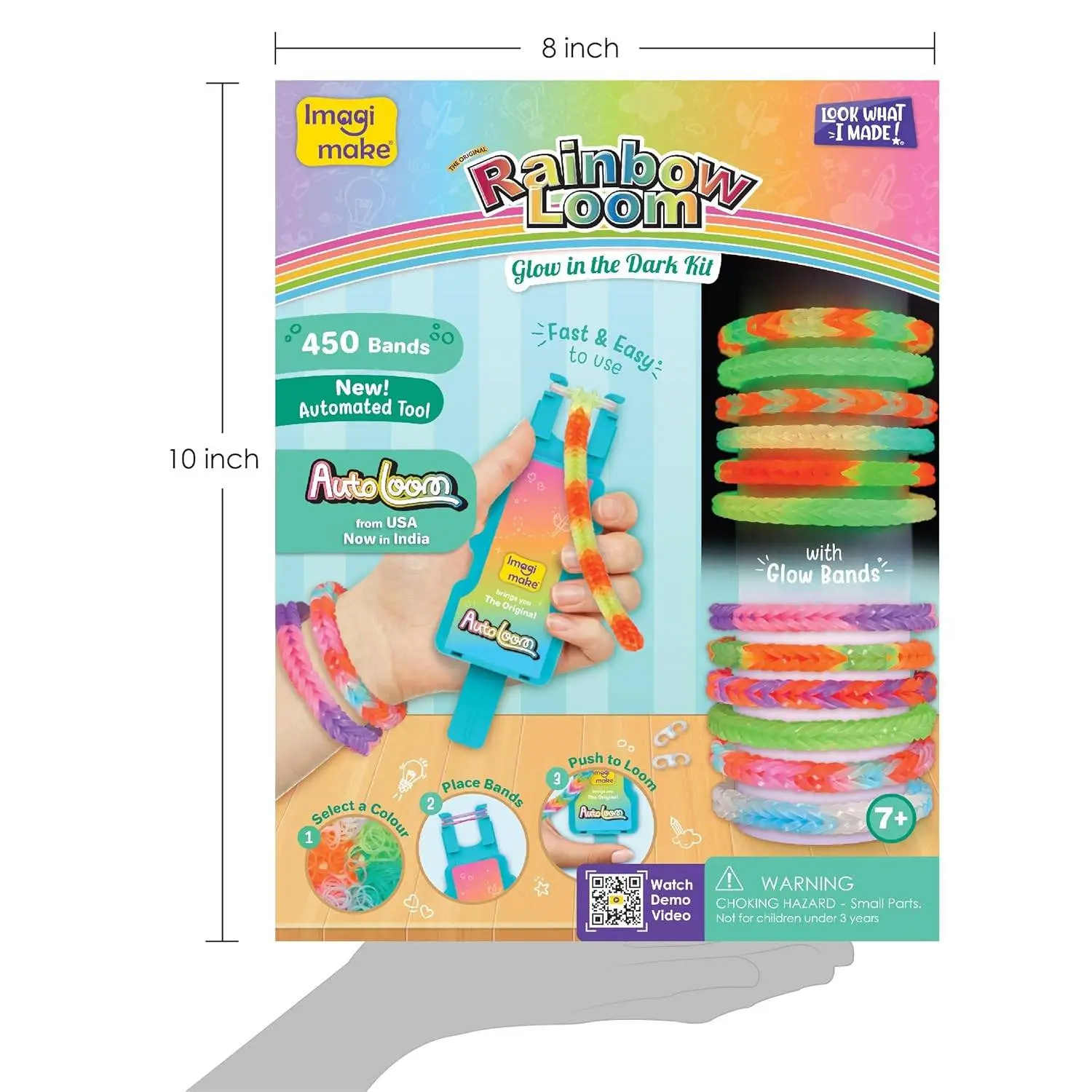 Imagimake Rainbow Loom Glow in the Dark Kit | Bracelet Making kit with 450+ Bands & Clips | Auto Loom Tool |DIY Art & Craft Kit |Travel Toys | Creative Gift for Girls Age 7+ view 3