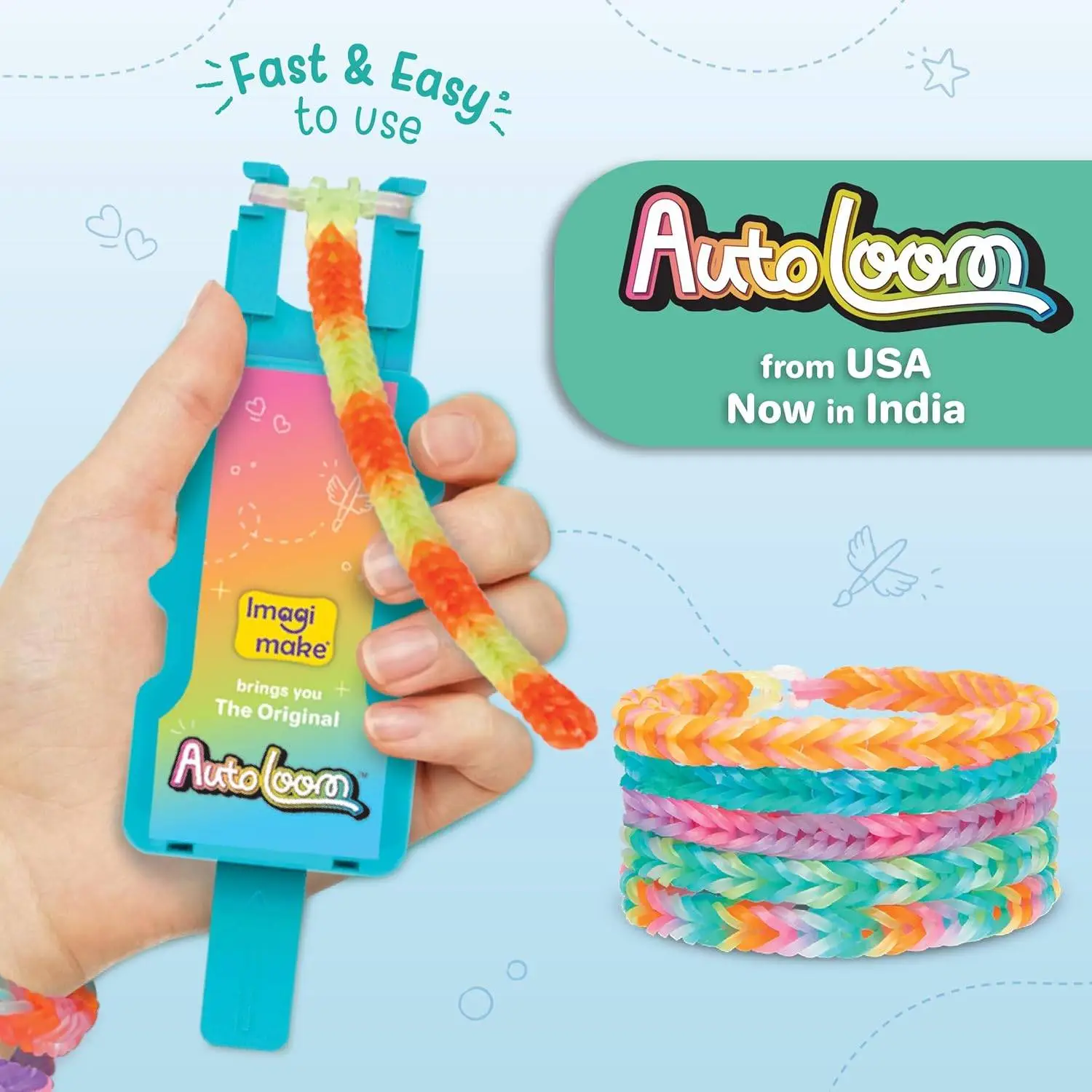 Imagimake Rainbow Loom Glow in the Dark Kit | Bracelet Making kit with 450+ Bands & Clips | Auto Loom Tool |DIY Art & Craft Kit |Travel Toys | Creative Gift for Girls Age 7+ view 4