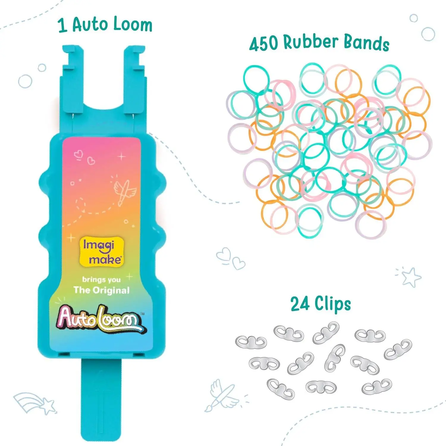 Imagimake Rainbow Loom Glow in the Dark Kit | Bracelet Making kit with 450+ Bands & Clips | Auto Loom Tool |DIY Art & Craft Kit |Travel Toys | Creative Gift for Girls Age 7+ view 5
