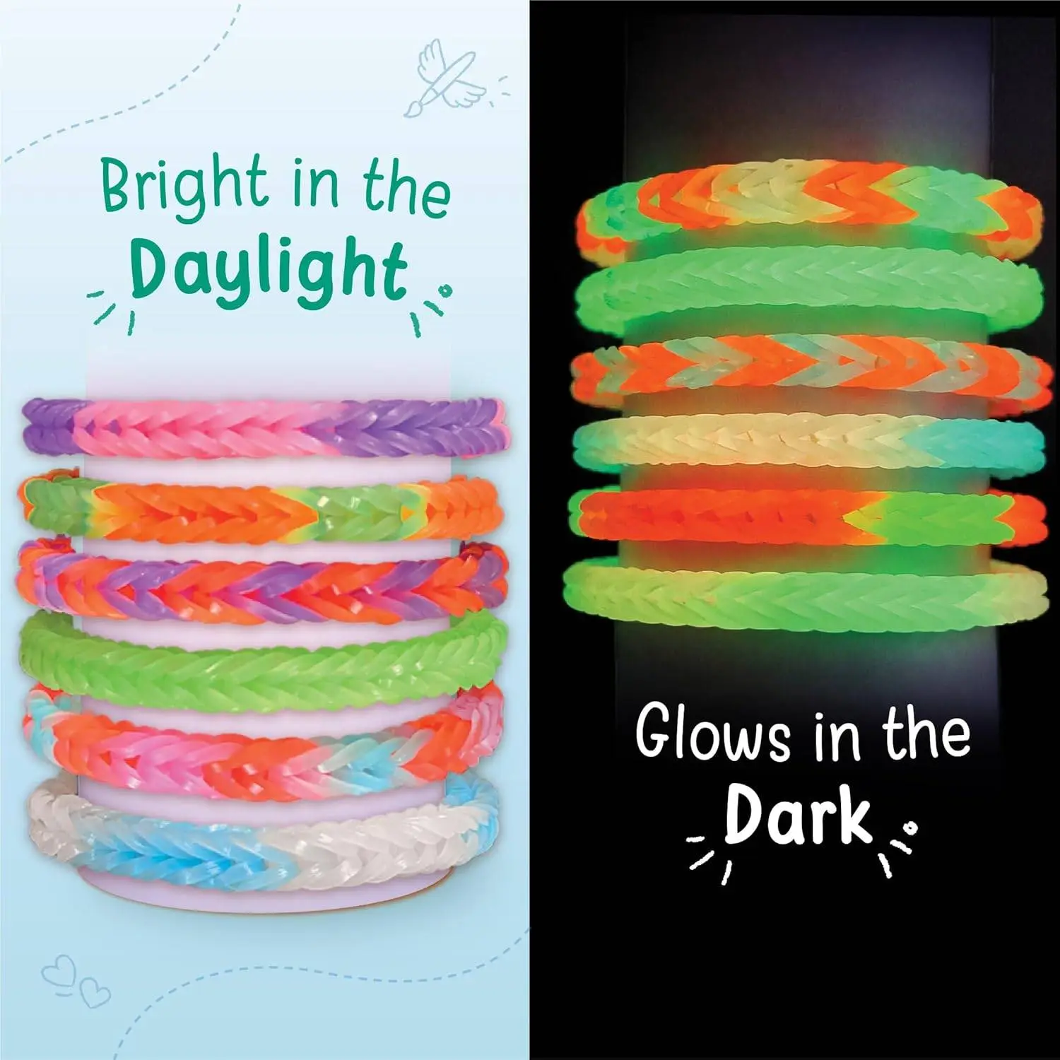 Imagimake Rainbow Loom Glow in the Dark Kit | Bracelet Making kit with 450+ Bands & Clips | Auto Loom Tool |DIY Art & Craft Kit |Travel Toys | Creative Gift for Girls Age 7+ view 7