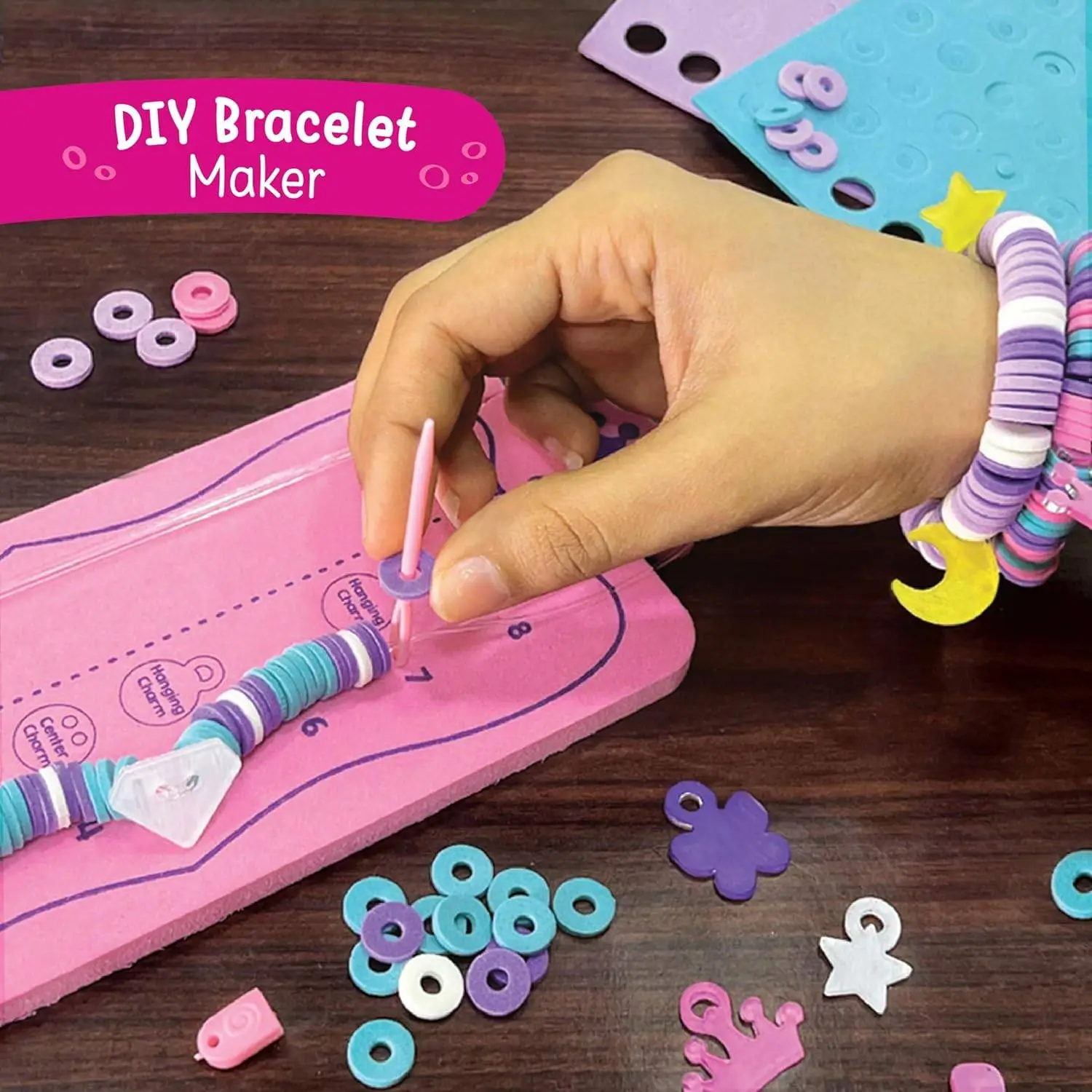 Click to see full view Imagimake Princess Craft Kit | 10 Mess-Free Activities | DIY Flat Bead Bracelets, Unicorn Pouch, Butterfly Wands & Photo Frame | 400+ Craft Supplies | Birthday Gift for Girls | Art Kit for Kids 6-12 view 4