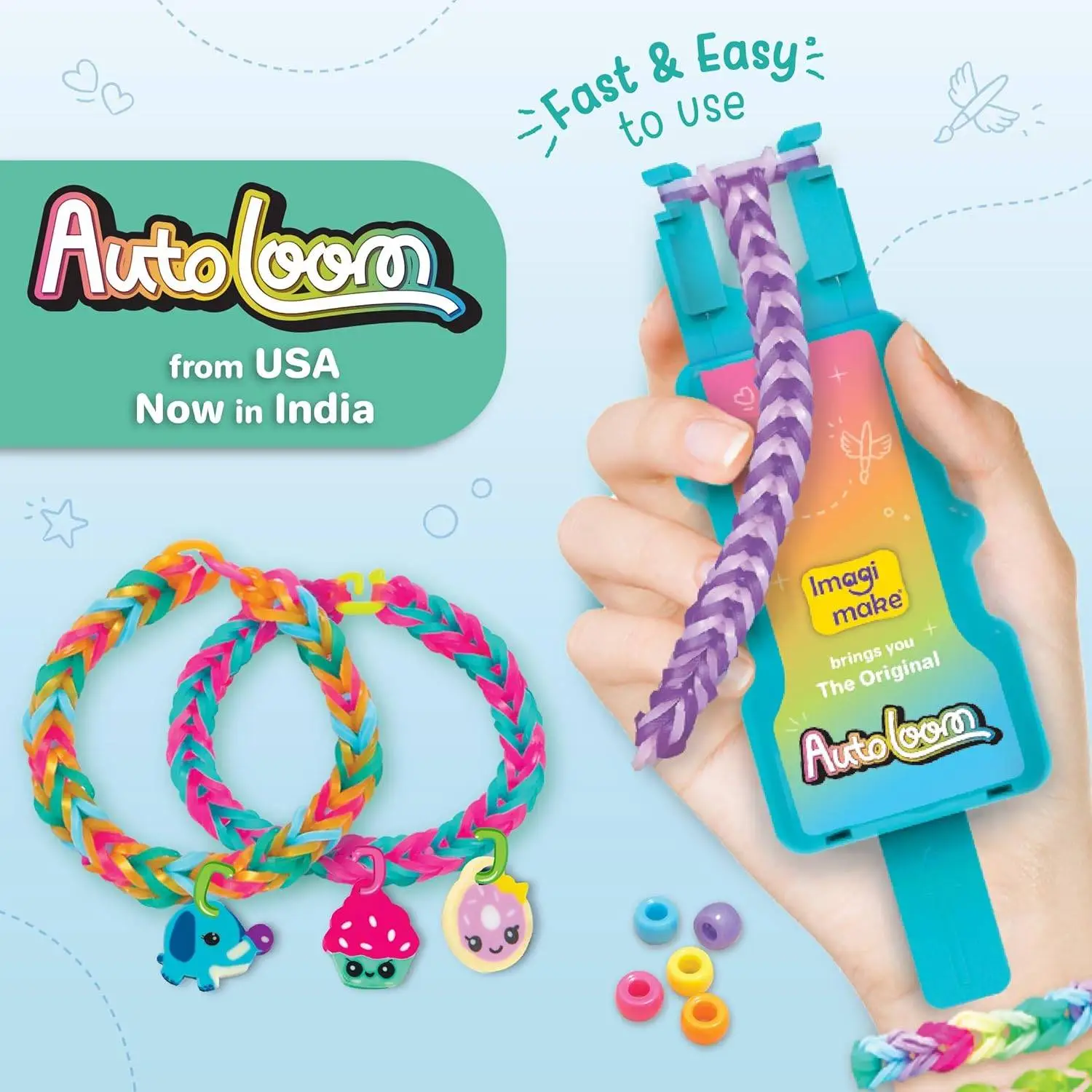Imagimake Rainbow Loom Bracelet Making Kit |825+ Bands, Charms & Beads with Auto Loom Tool | DIY Art & Craft Kit | Travel Toys | Creative Gift for Girls Age 7+ view 3