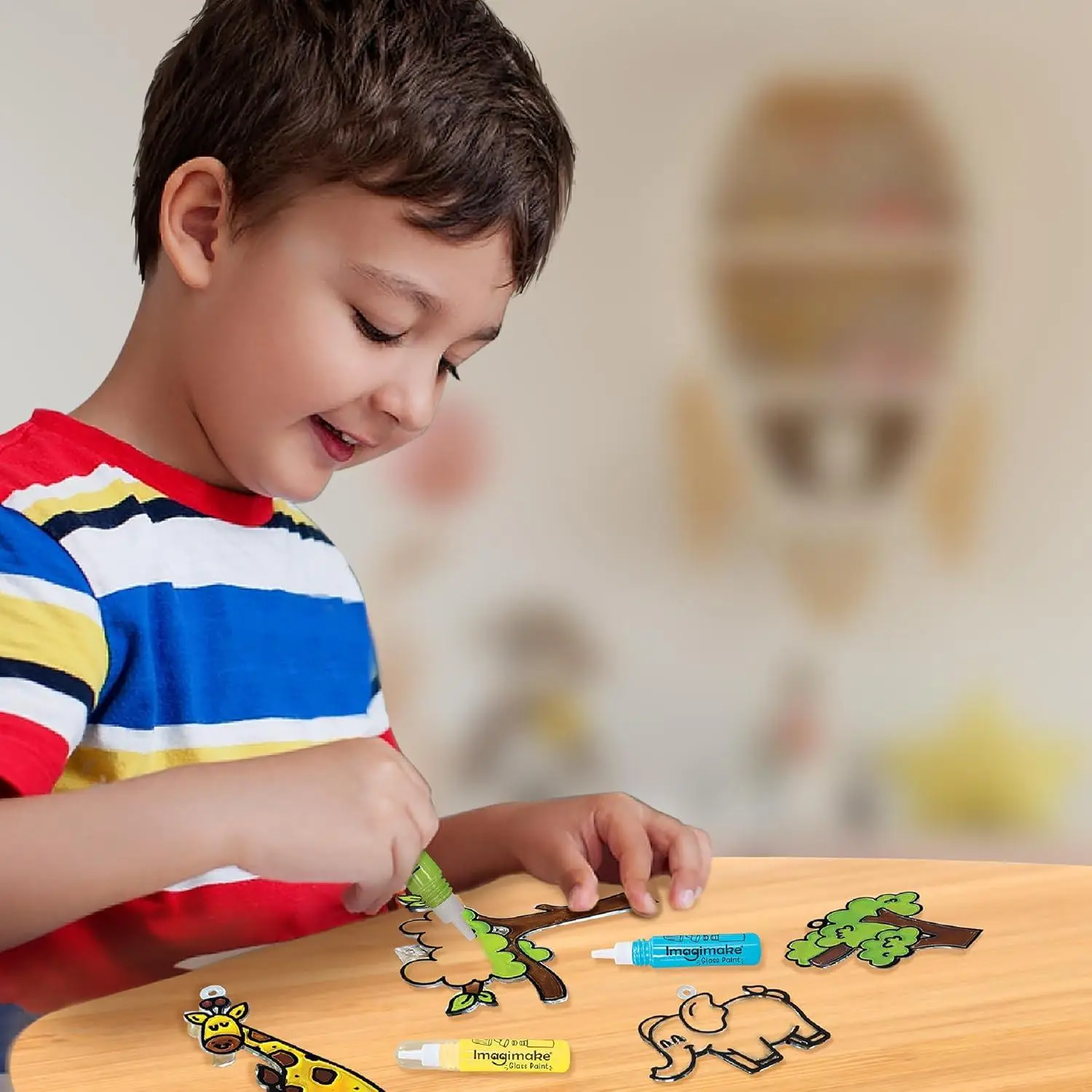 Imagimake Window Art Jungle|Glass Painting Kit|Sun Catcher|Art and Craft Kit|Toys for Girls & Boys|DIY Kit for Kids|Birthday Gift for Girls & Boys 5+ Years,Multicolor view 3