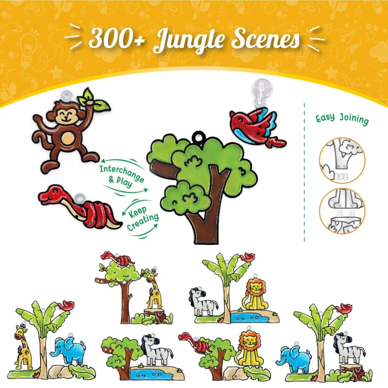 Imagimake Window Art Jungle|Glass Painting Kit|Sun Catcher|Art and Craft Kit|Toys for Girls & Boys|DIY Kit for Kids|Birthday Gift for Girls & Boys 5+ Years,Multicolor view 4