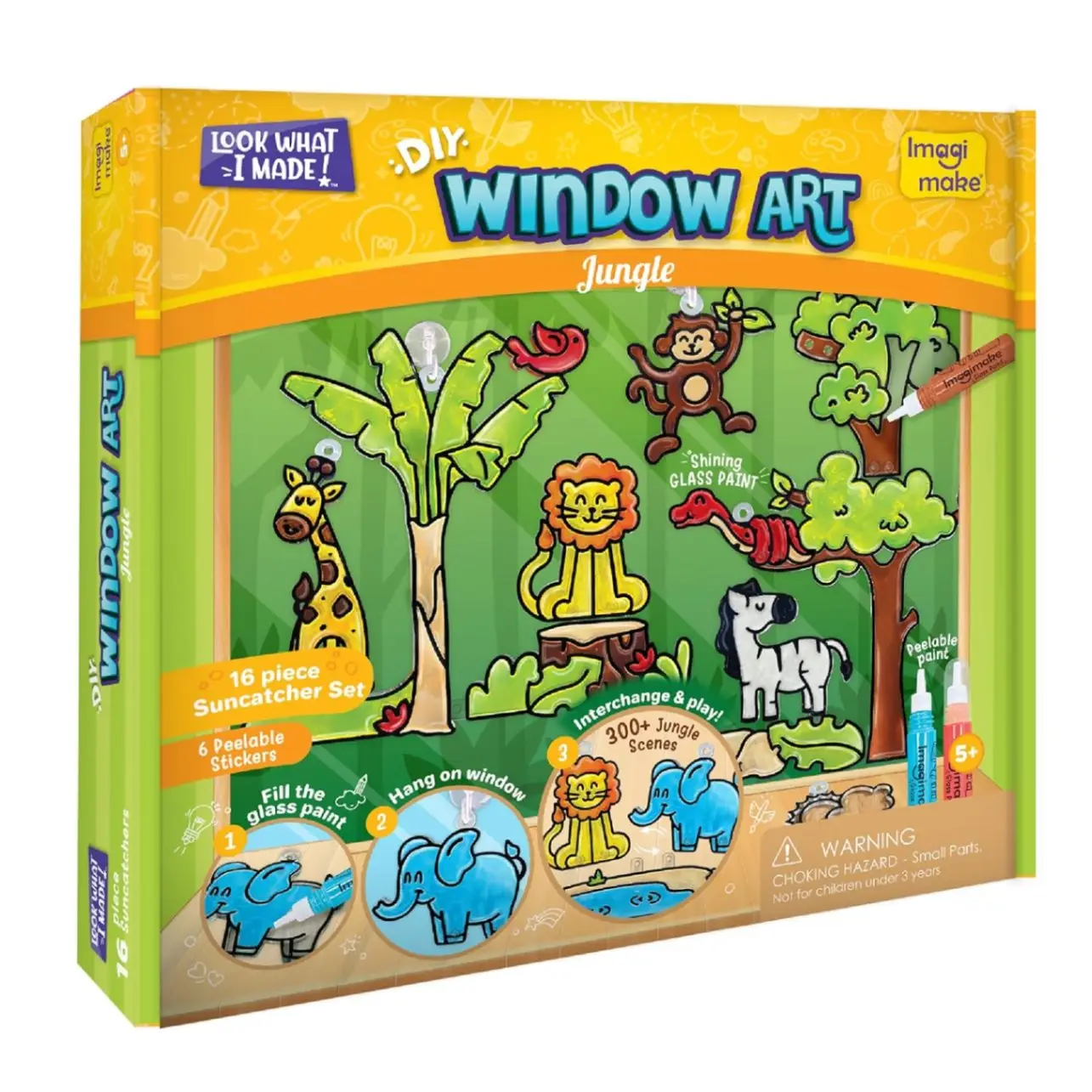 Imagimake Window Art Jungle|Glass Painting Kit|Sun Catcher|Art and Craft Kit|Toys for Girls & Boys|DIY Kit for Kids|Birthday Gift for Girls & Boys 5+ Years,Multicolor view 5