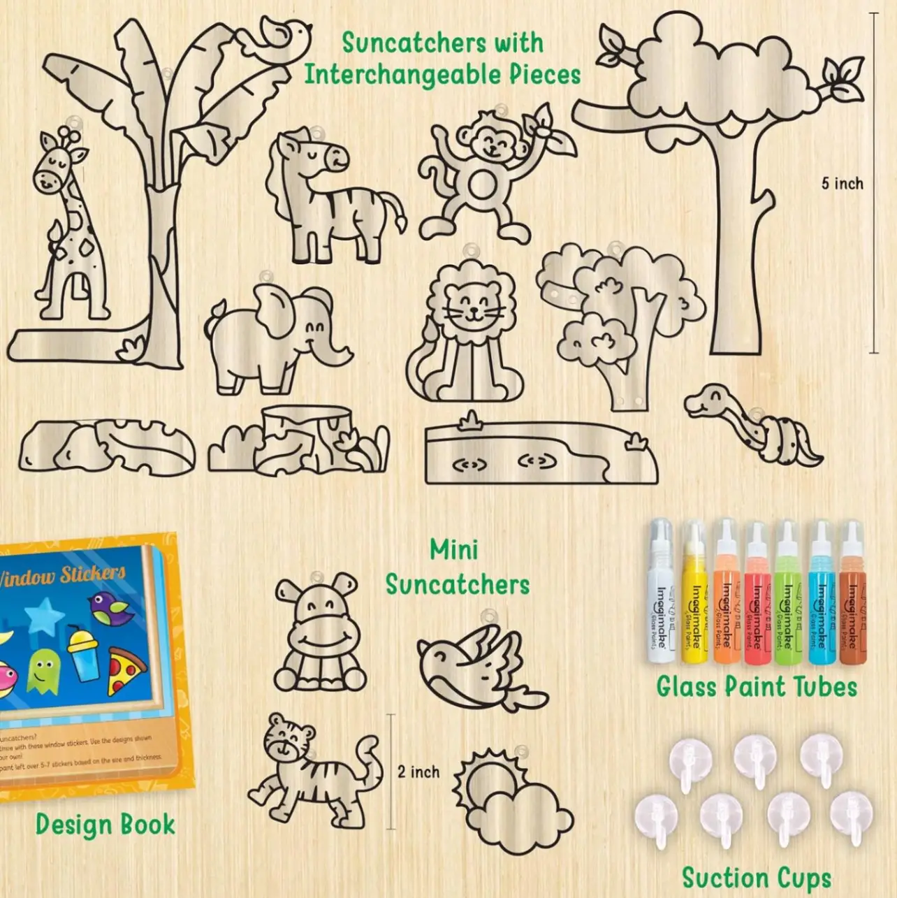 Imagimake Window Art Jungle|Glass Painting Kit|Sun Catcher|Art and Craft Kit|Toys for Girls & Boys|DIY Kit for Kids|Birthday Gift for Girls & Boys 5+ Years,Multicolor view 6