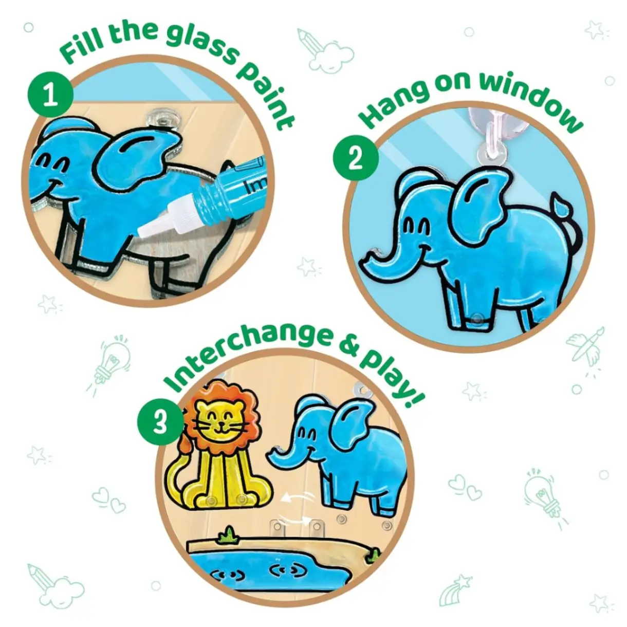 Imagimake Window Art Jungle|Glass Painting Kit|Sun Catcher|Art and Craft Kit|Toys for Girls & Boys|DIY Kit for Kids|Birthday Gift for Girls & Boys 5+ Years,Multicolor view 9