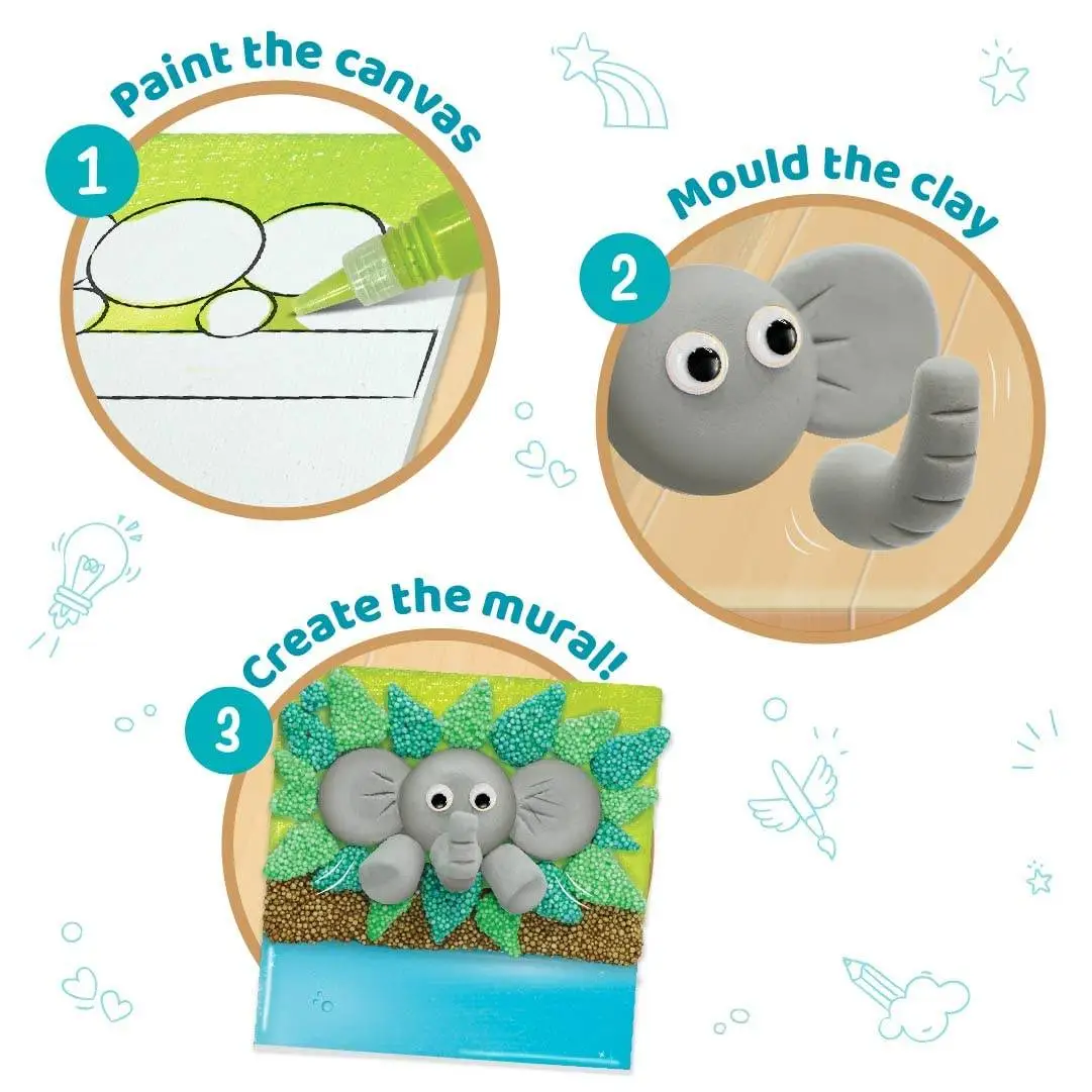 Imagimake Clay Murals - Jungle - Modelling Clay & Glass Paint - 5 Designs - Art & Craft Kit - Age 5 Years+, Multicolor view 2