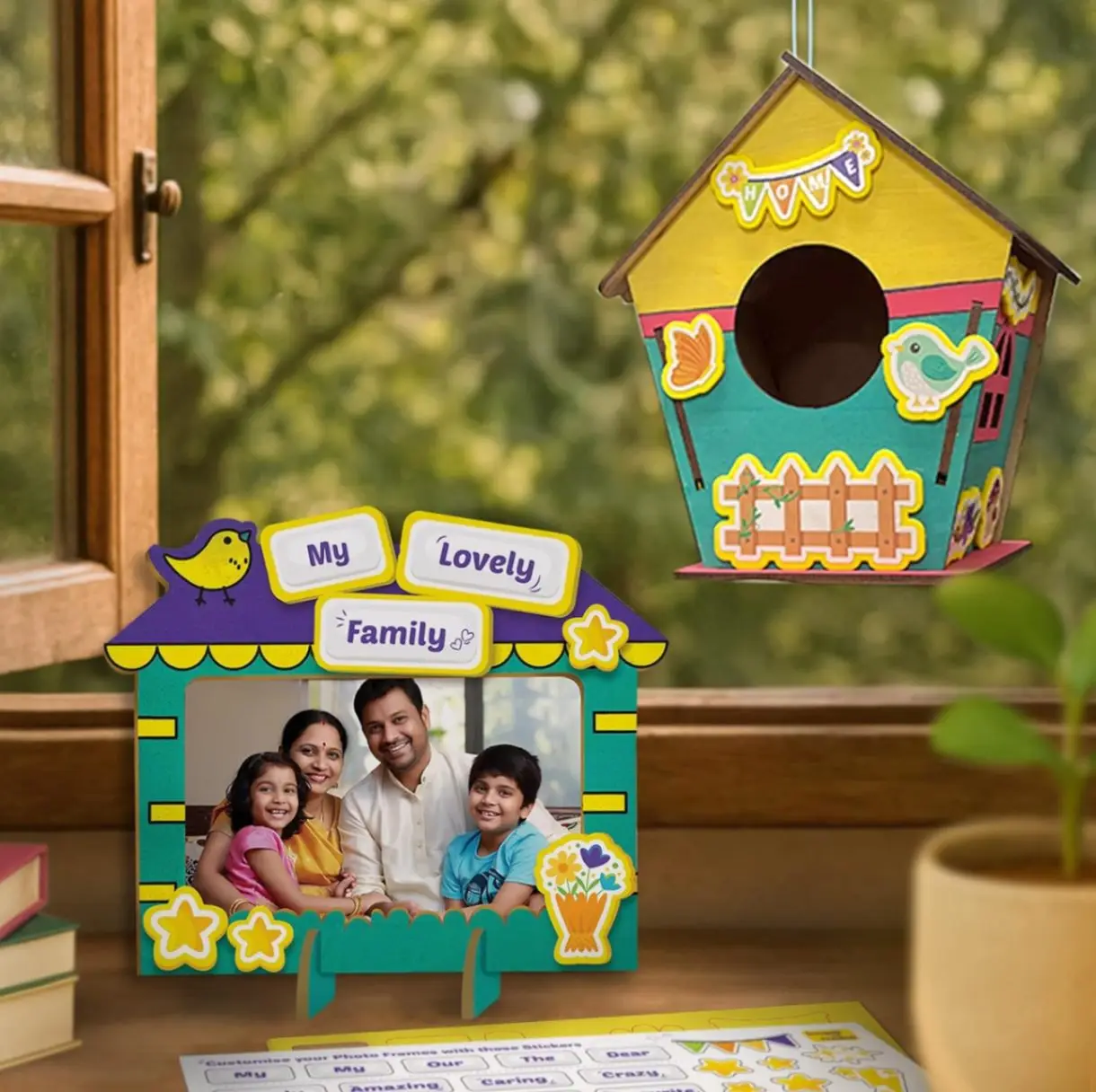 Imagimake DIY Wood Art Mega Pack | Make Customized 3 Photo Frames, 1 Pen Stand and 1 Bird House | Painting & Colouring Kit | Birthday Gift for Kids Age 5,6,7,8 | Art & Craft kit for 6 Year Old Kids view 6