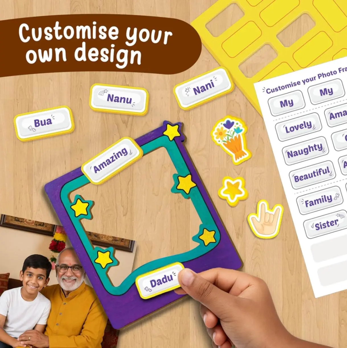Imagimake DIY Wood Art Mega Pack | Make Customized 3 Photo Frames, 1 Pen Stand and 1 Bird House | Painting & Colouring Kit | Birthday Gift for Kids Age 5,6,7,8 | Art & Craft kit for 6 Year Old Kids view 8