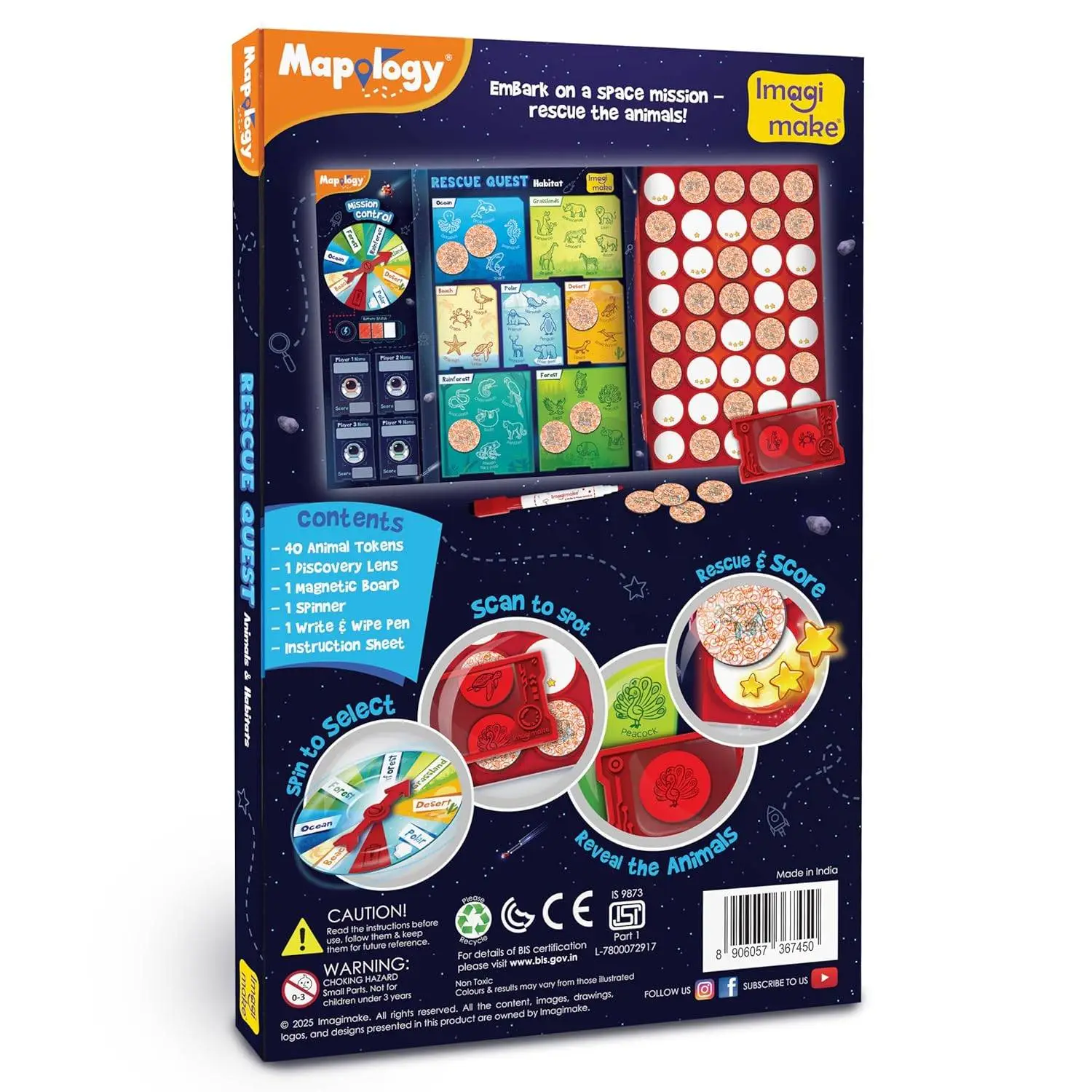 Imagimake Rescue Quest–Animals & Habitats | Spin, Discover & Rescue Animals | Educational Toys |Fun Board Games for Friends & Family Night |Travel-Friendly Indoor Game |Gift for Kids Ages 5,6,7,8,9,10 view 5