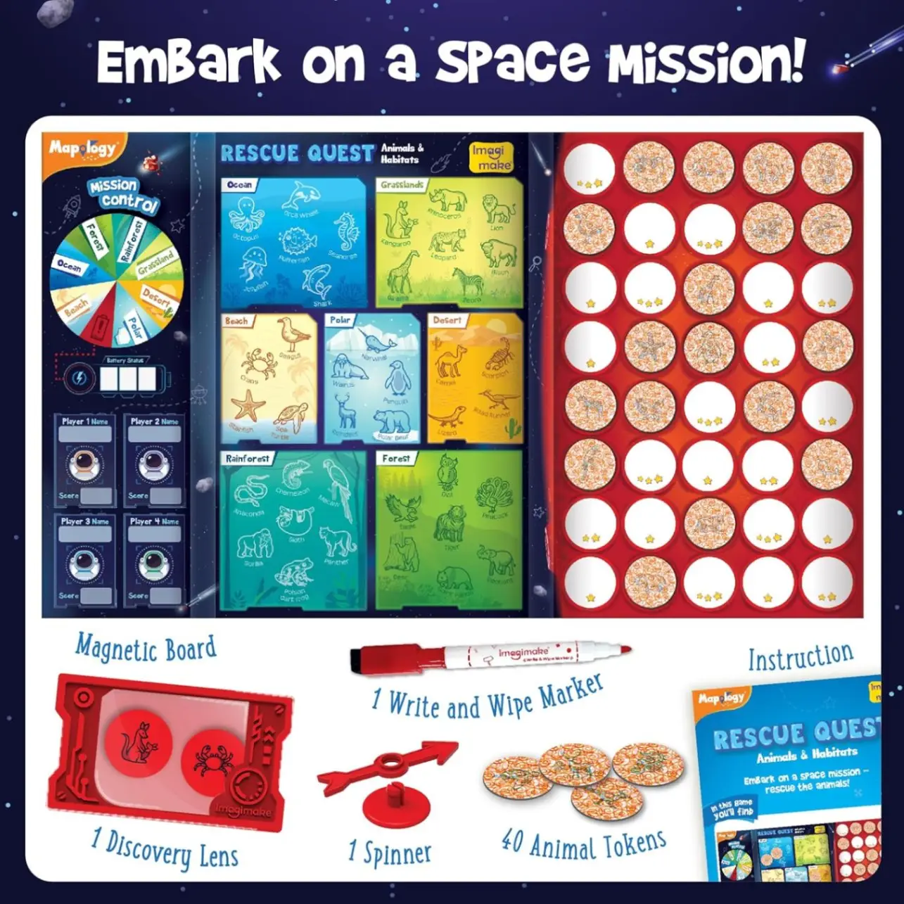 Imagimake Rescue Quest–Animals & Habitats | Spin, Discover & Rescue Animals | Educational Toys |Fun Board Games for Friends & Family Night |Travel-Friendly Indoor Game |Gift for Kids Ages 5,6,7,8,9,10 view 7