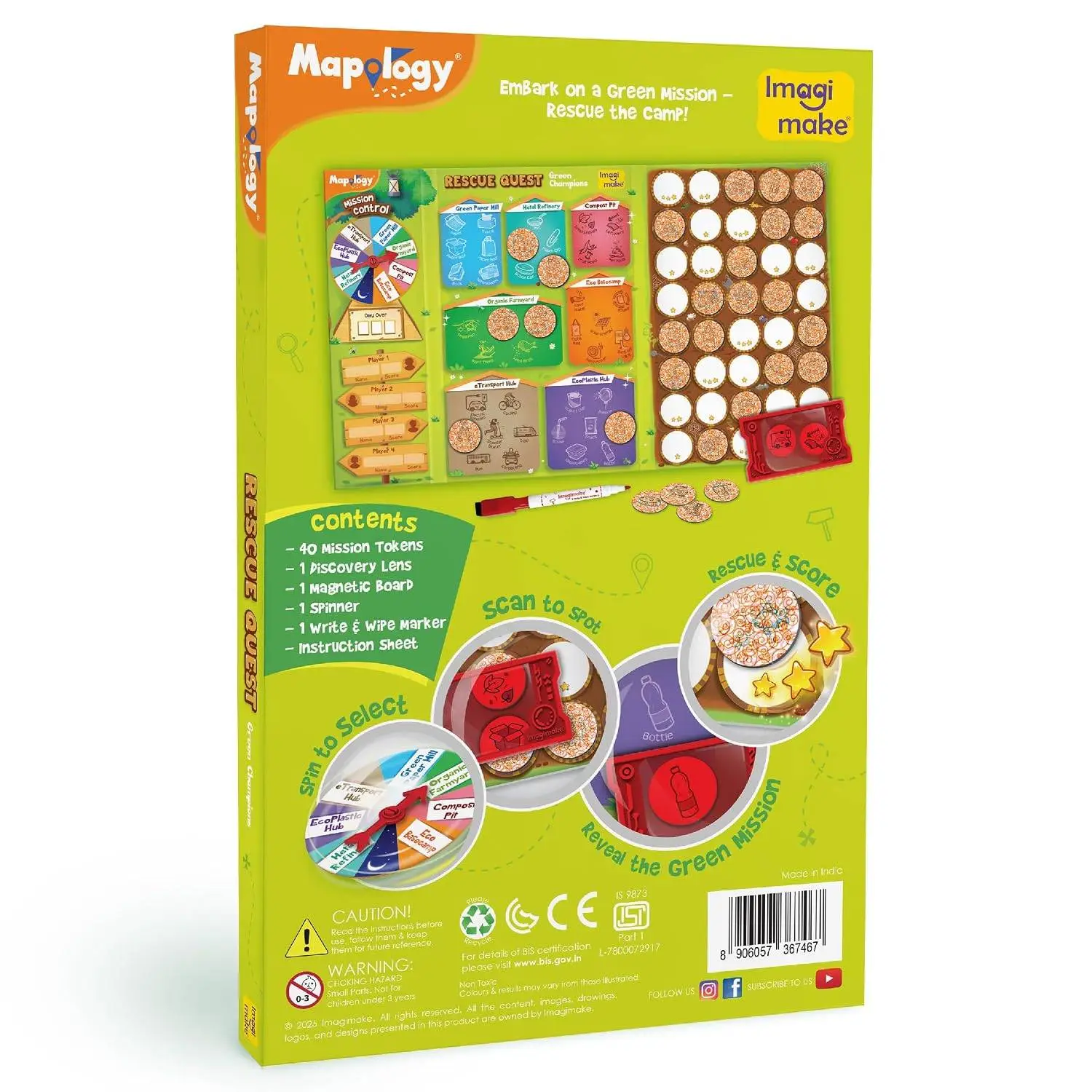 Imagimake Rescue Quest–Green Champions | Spin, Discover & Rescue Green Missions | Educational Fun Board Games for Friends & Family Night |Travel-Friendly Indoor Game |Gift for Kids Ages 5,6,7,8,9,10 view 7