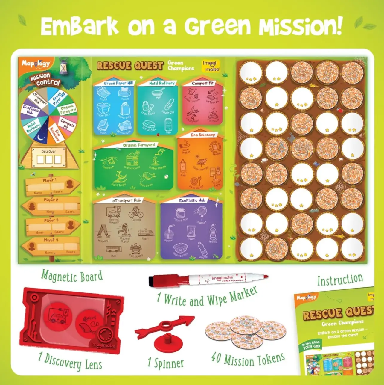 Imagimake Rescue Quest–Green Champions | Spin, Discover & Rescue Green Missions | Educational Fun Board Games for Friends & Family Night |Travel-Friendly Indoor Game |Gift for Kids Ages 5,6,7,8,9,10 view 8