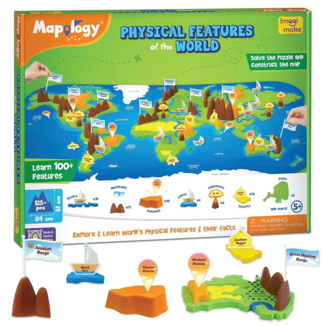 Imagimake Mapology Physical Features of World Map | 3D Puzzle & Construction Toy | Birthday Gift for Girls & Boys Ages 5,6,7,8,9,10,11,12 | DIY Science Kit for Kids