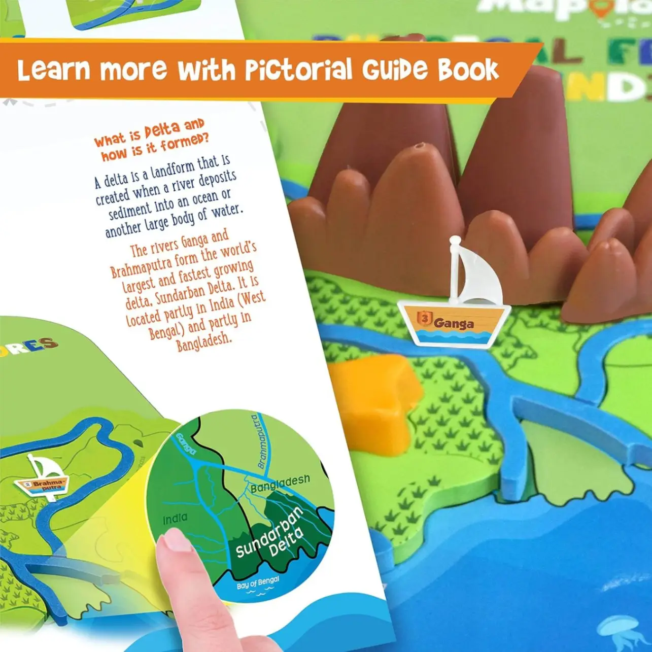 Imagimake Kid's Mapology - Physical Features of India Learn 50+ Geographical Features Like Mountains, Rivers, Plateaus Educational Toy and Learning Aid Puzzles for Age 5 Years+,Multicolor view 4