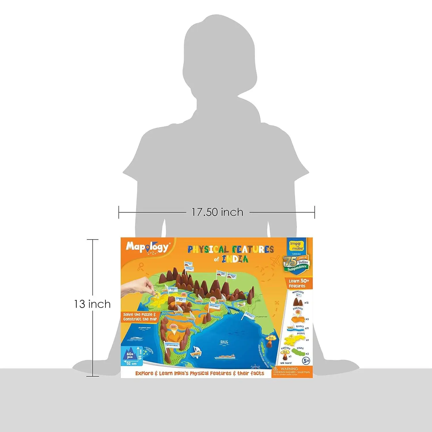Imagimake Kid's Mapology - Physical Features of India Learn 50+ Geographical Features Like Mountains, Rivers, Plateaus Educational Toy and Learning Aid Puzzles for Age 5 Years+,Multicolor view 6