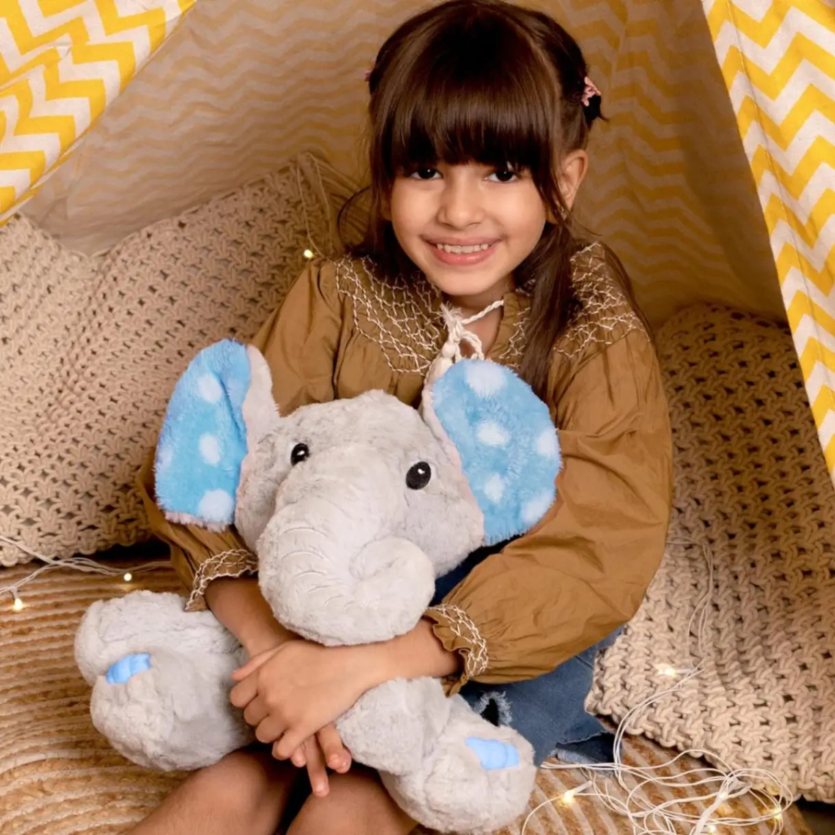 Mirada Enchanting Plush Grey Elephant Soft Toy for Girls/Kids | Charming with Blue Polka Dot Ears | Soft Toys for Kids, Stuffed Animals, Cute Soft Toys, Animal Soft Toys, Cuddle Toy, Baby Gift | 25cm view 2