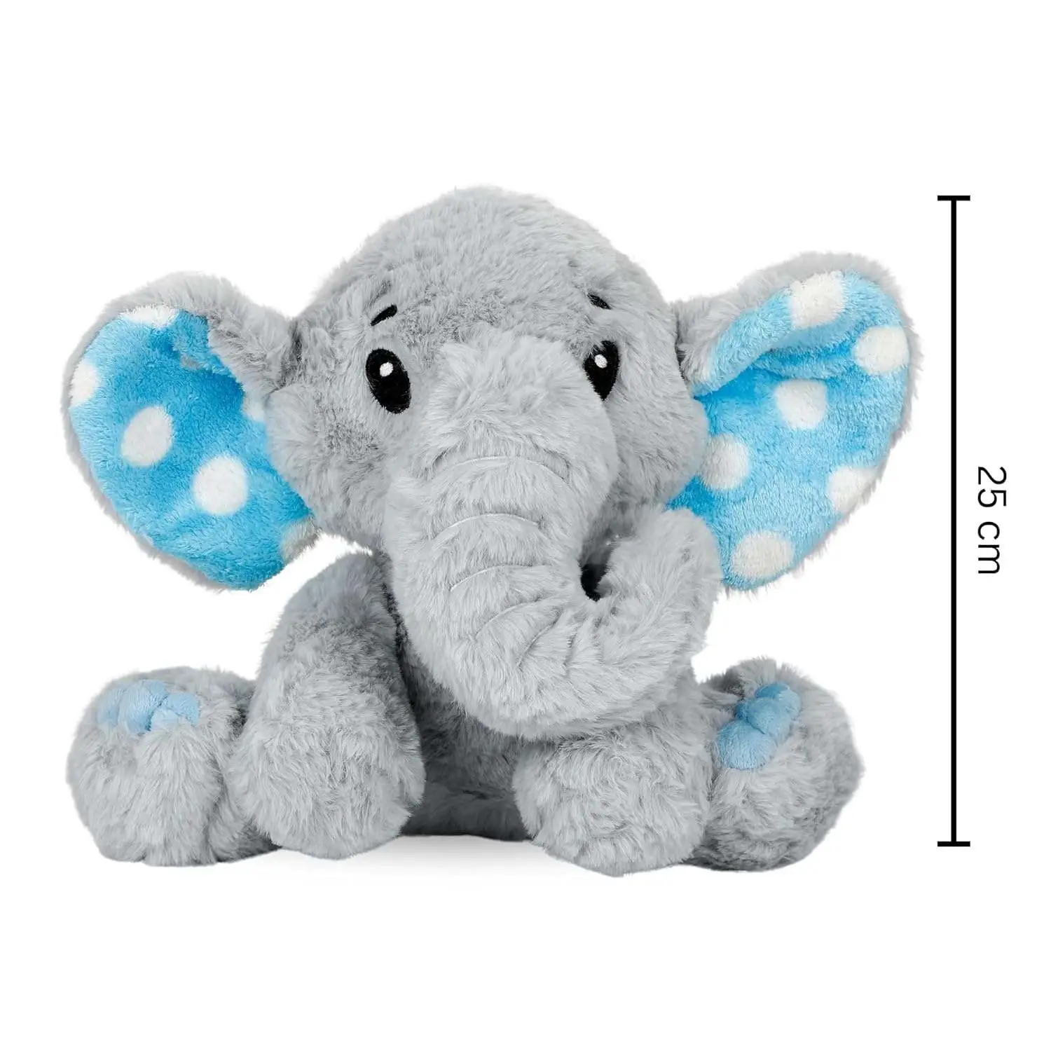 Mirada Enchanting Plush Grey Elephant Soft Toy for Girls/Kids | Charming with Blue Polka Dot Ears | Soft Toys for Kids, Stuffed Animals, Cute Soft Toys, Animal Soft Toys, Cuddle Toy, Baby Gift | 25cm view 3