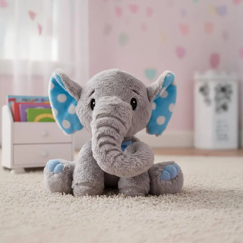 Mirada Enchanting Plush Grey Elephant Soft Toy for Girls/Kids | Charming with Blue Polka Dot Ears | Soft Toys for Kids, Stuffed Animals, Cute Soft Toys, Animal Soft Toys, Cuddle Toy, Baby Gift | 25cm view 4