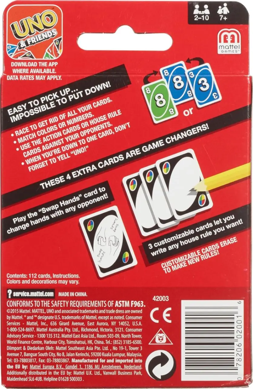 Mattel Uno Playing Card Game for 7 Yrs and Above for Adult,Set of 112 Cards, Multicolor view 6