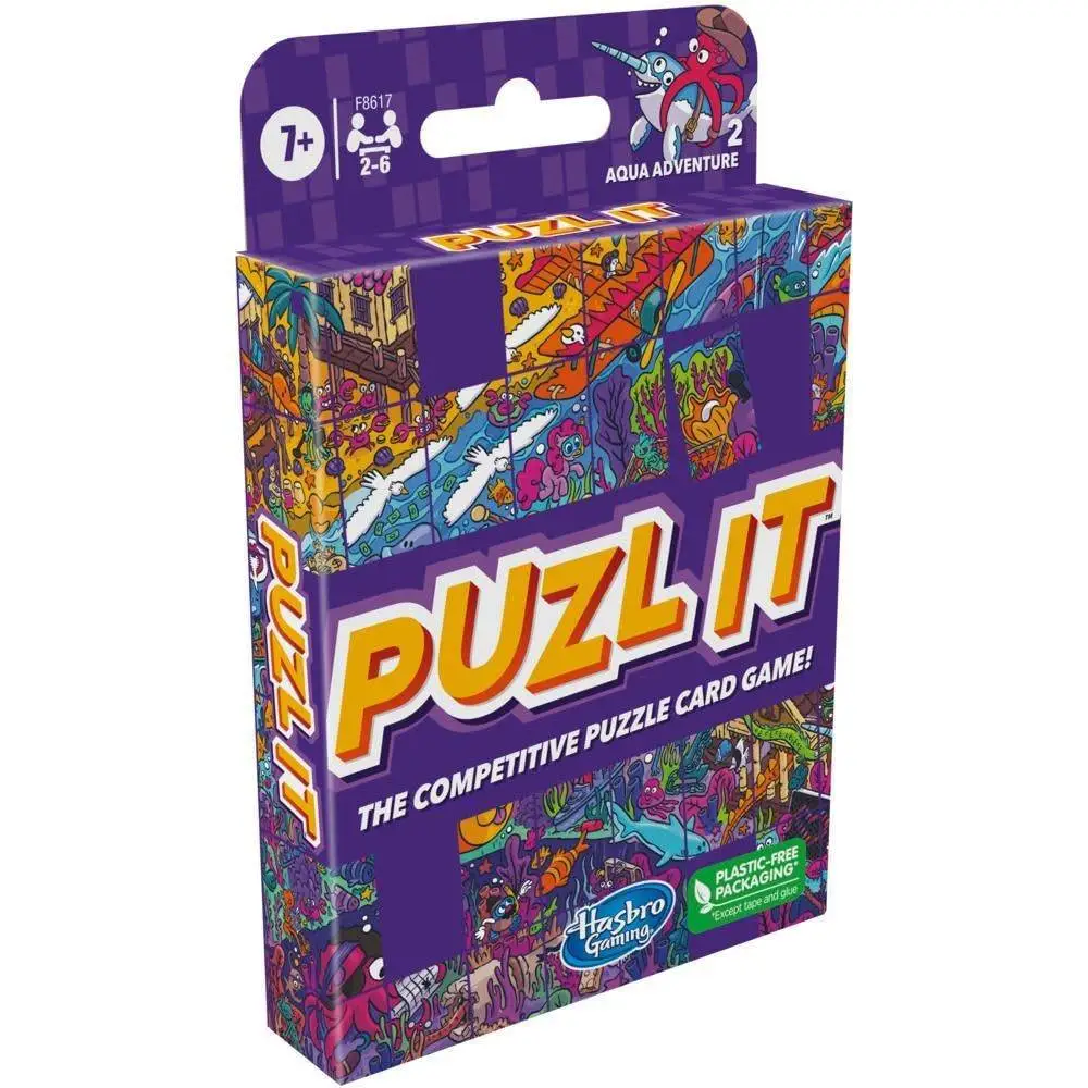 Hasbro Gaming Puzl It: Aqua Adventure, The Competitive Puzzle Card for Ages 7+, Family for 2-6 Players,Strategy Card,Kids,Puzzle Games