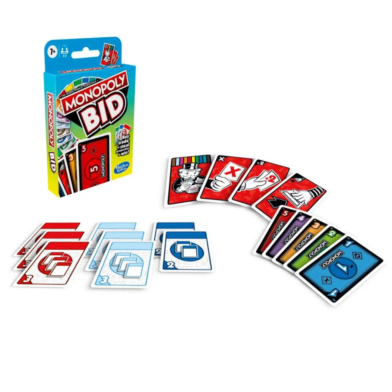 MONOPOLY Bid Game, Quick-Playing Card Game For 4 Players, Game For Families and Kids Ages 7 and Up, Multicolor view 2