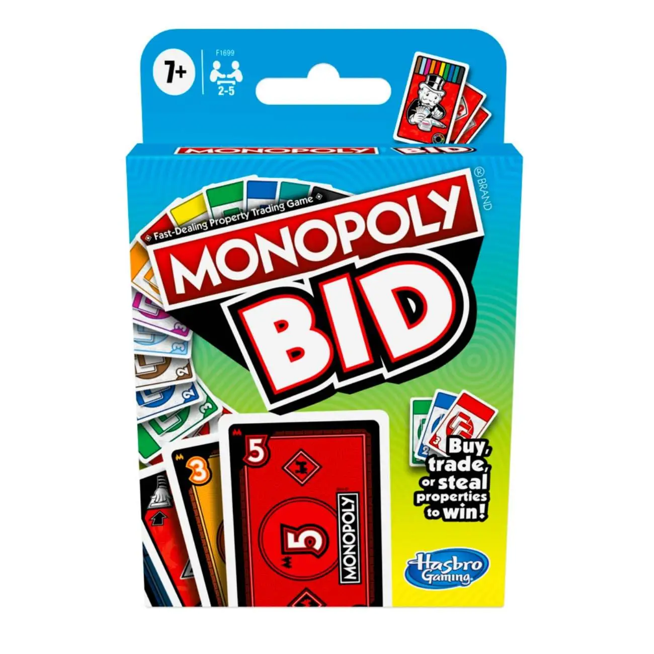 MONOPOLY Bid Game, Quick-Playing Card Game For 4 Players, Game For Families and Kids Ages 7 and Up, Multicolor view 5