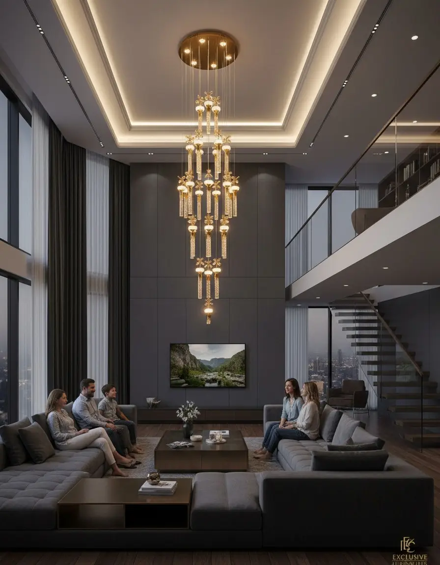 Golden Crystal Chandelier - 8161A-50Lite