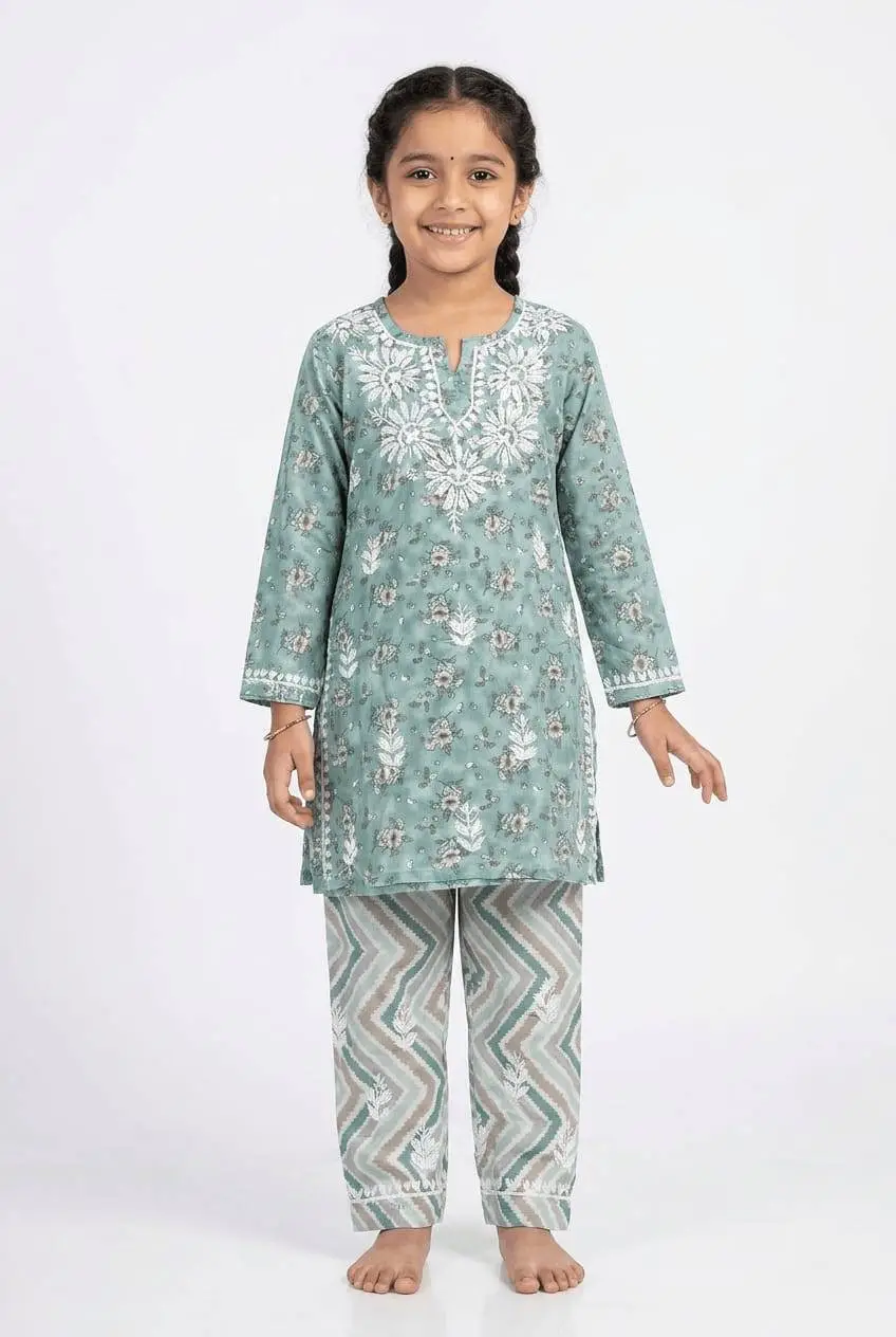 Kids chikankari set for girls | LCF Dreamy Needle Art