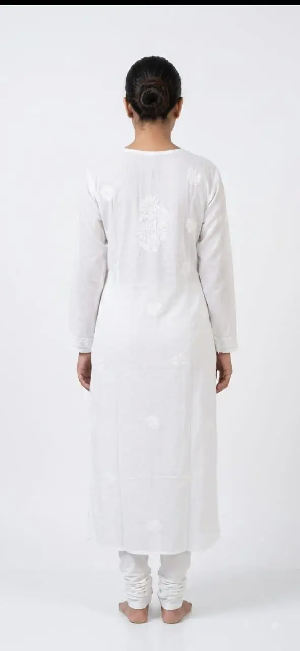 LCF Women's Viscose Long Straight Kurti With Bakhiya Fanda Work - Style 2 view 3