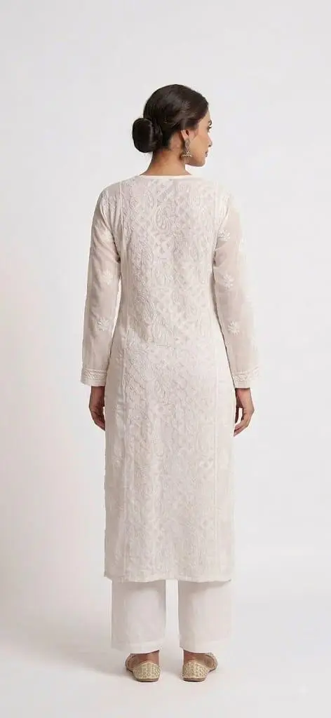 LCF Women's Viscose Long Straight Kurti With Bakhiya Fanda Work - Style 3 view 2