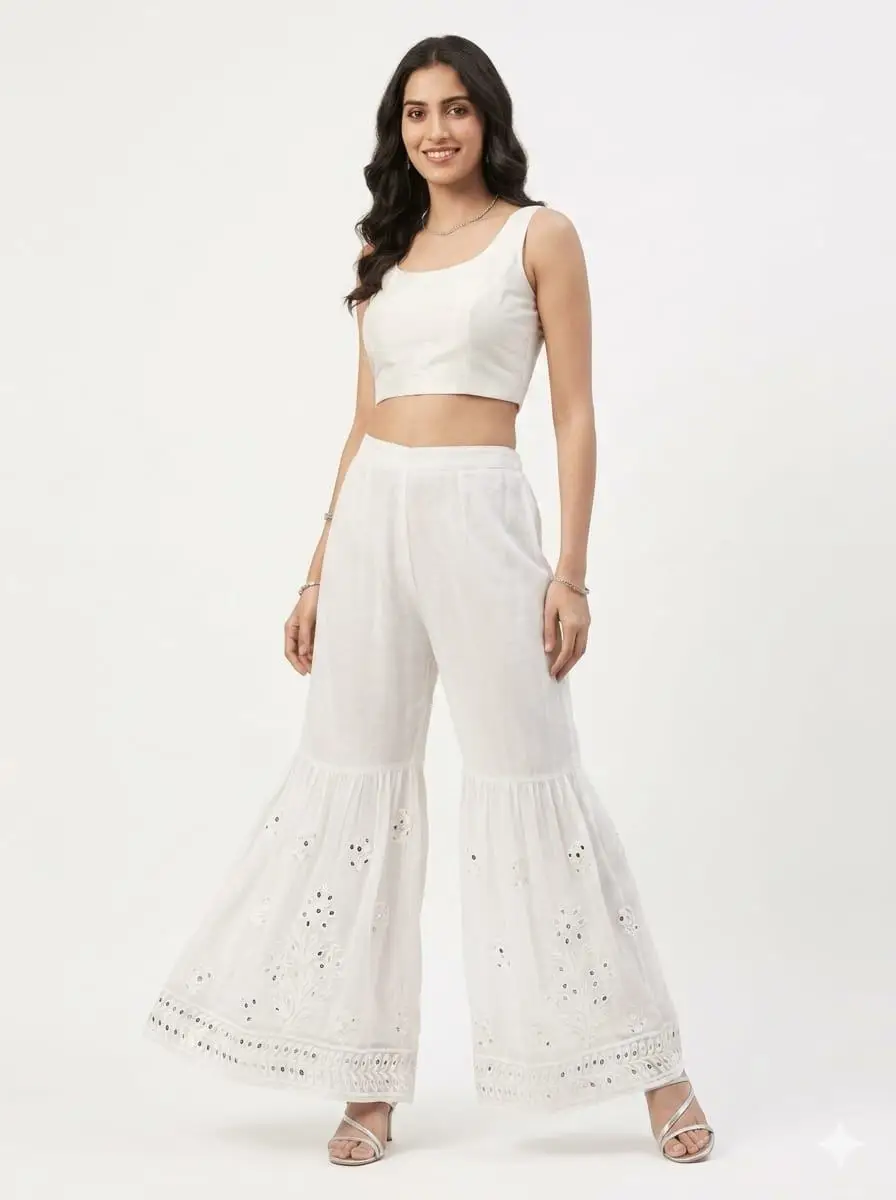 LCF Chikan Embroidered Sharara Bottom | Design 1