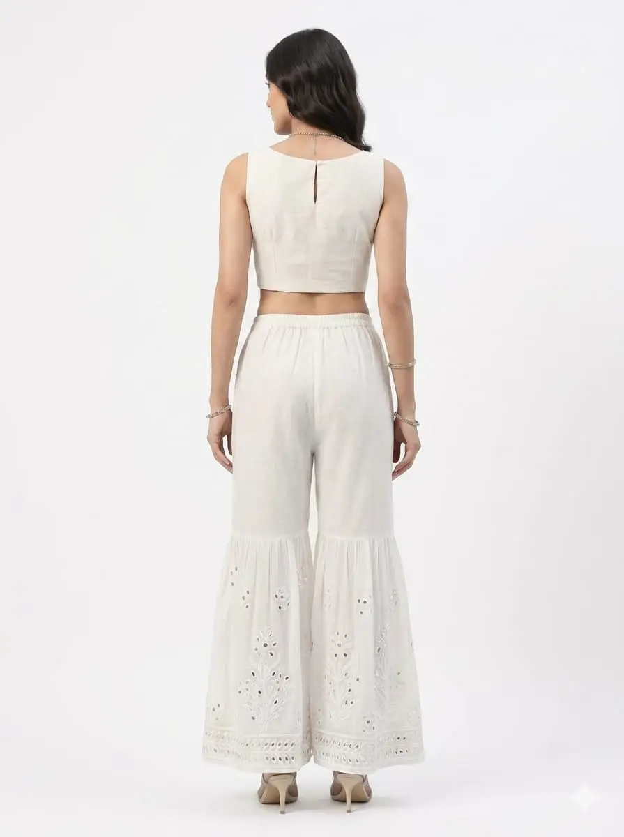 LCF Chikan Embroidered Sharara Bottom | Design 1 view 2